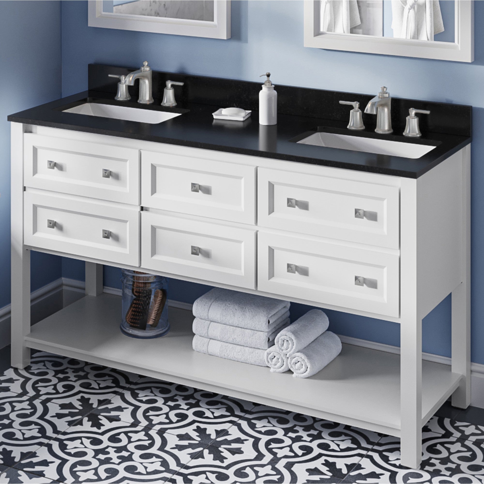 60" Adler Vanity – Double Bowl – White