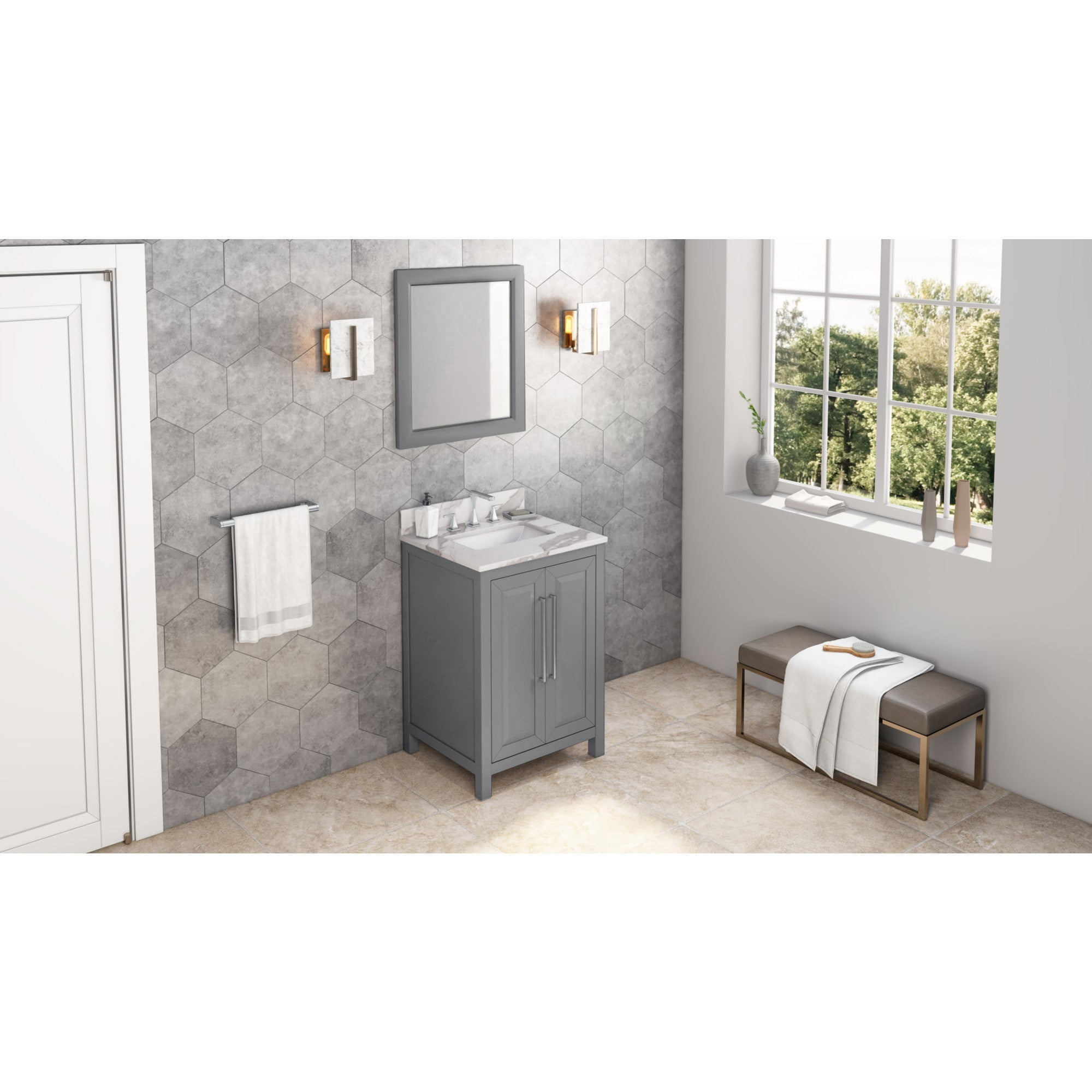24" Cade Vanity - Grey - Calacatta Vienna Quartz