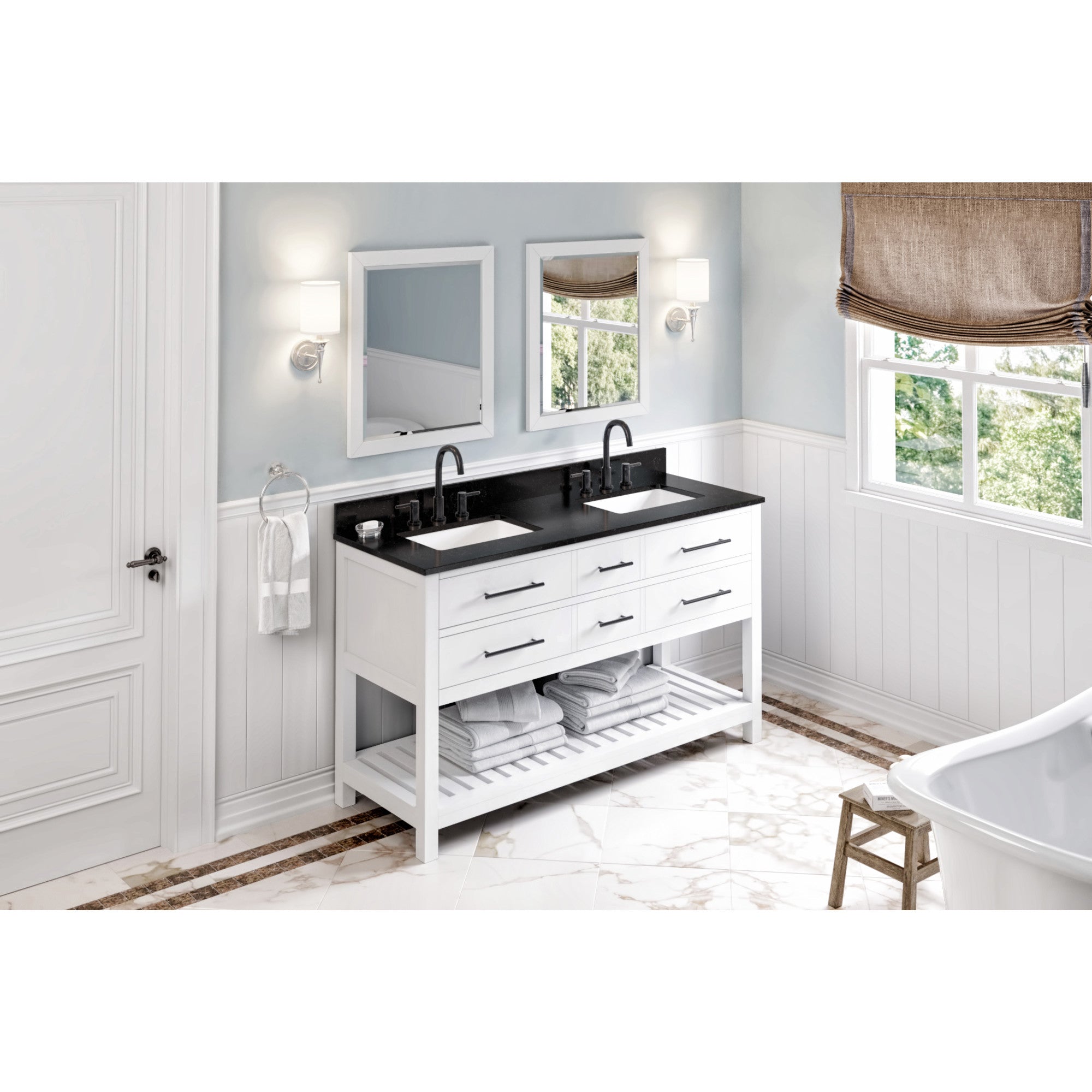 60" Wavecrest Vanity – Double Bowl – White
