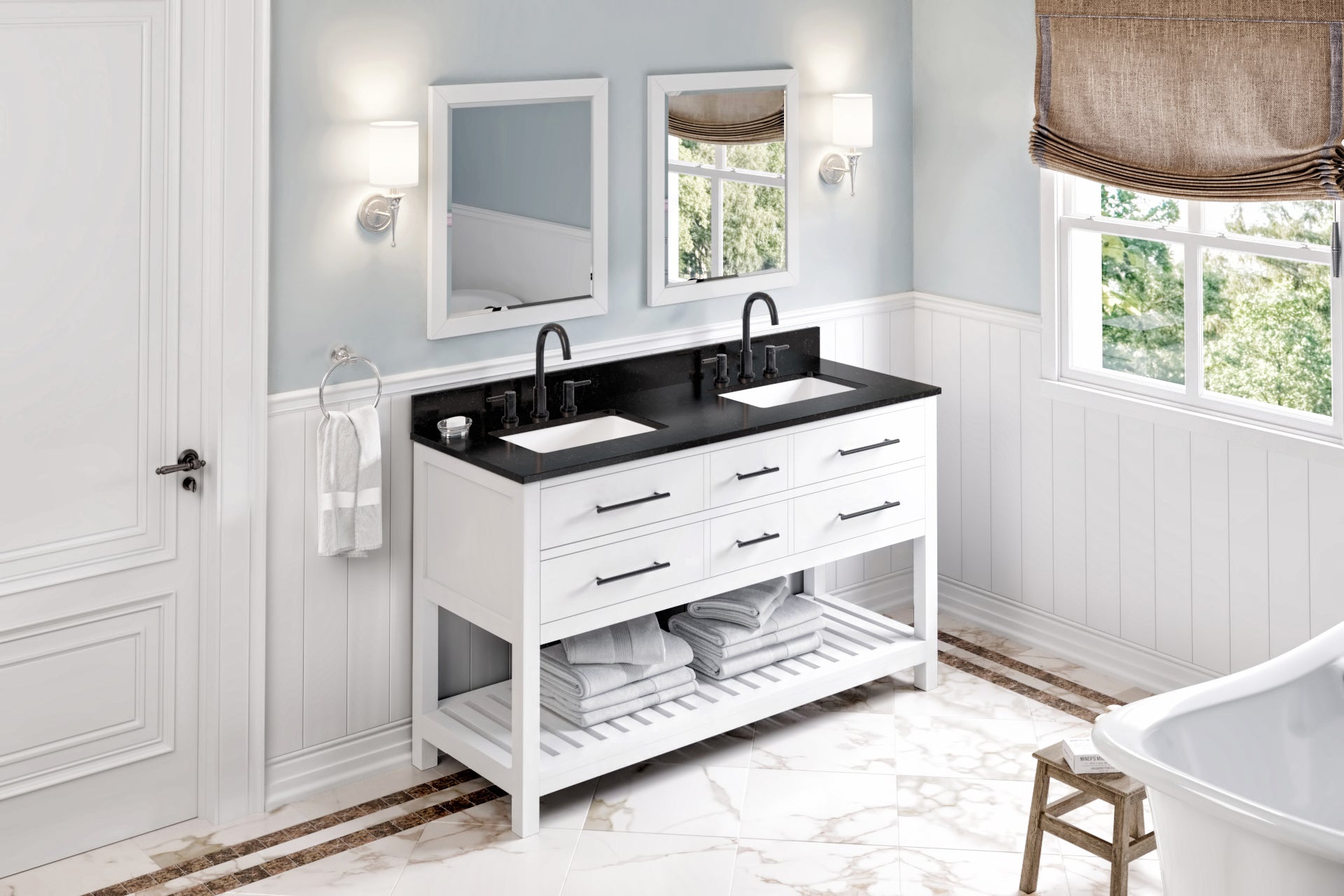 60" Wavecrest Vanity – Double Bowl – White