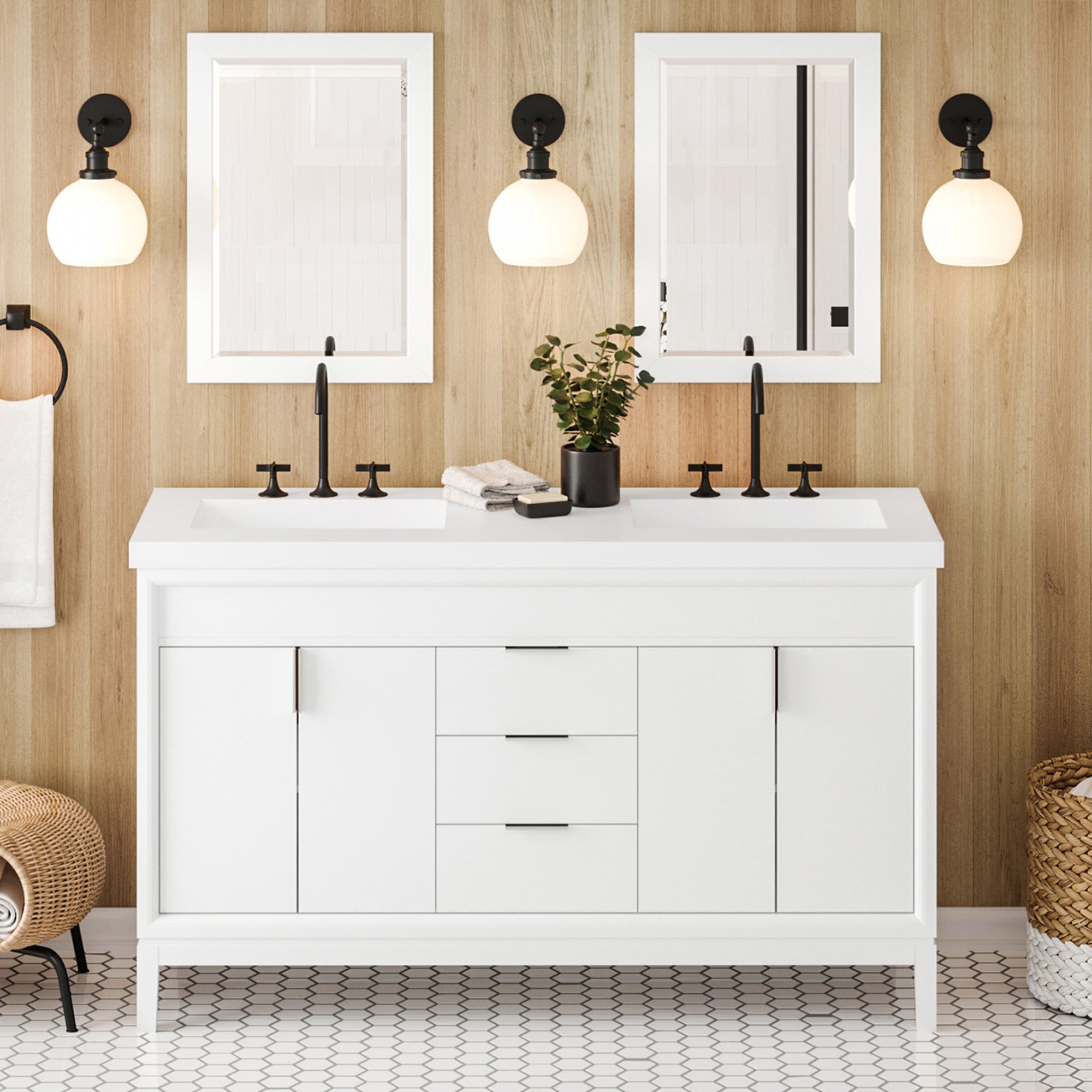 60" Theodora Vanity – Double Bowl – White