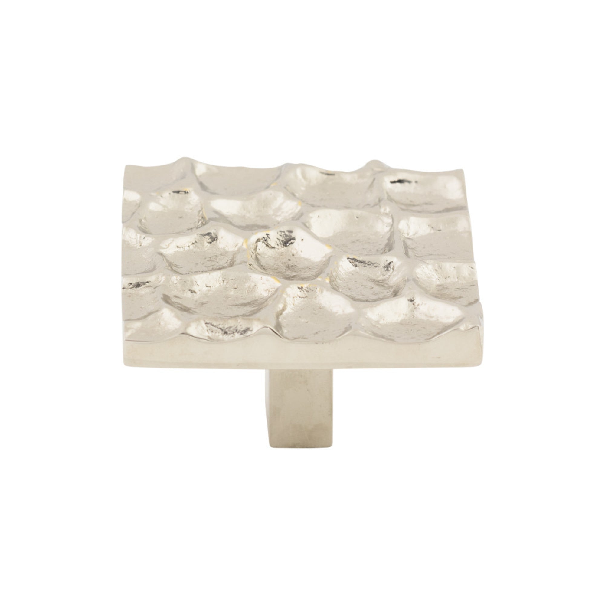 Cobblestone Square Knob - Polished Nickel