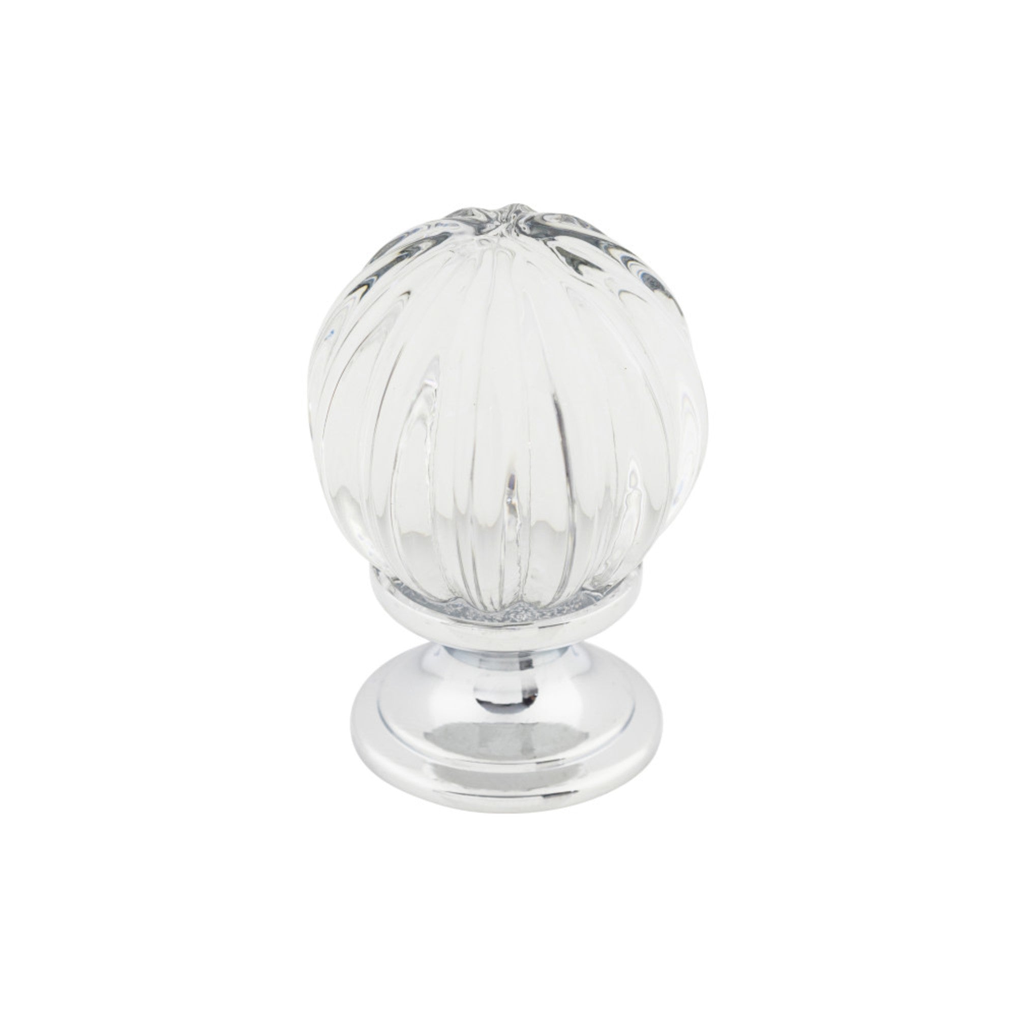 Clear Melon Crystal 1 1/8" Diameter Round Knob - Polished Chrome