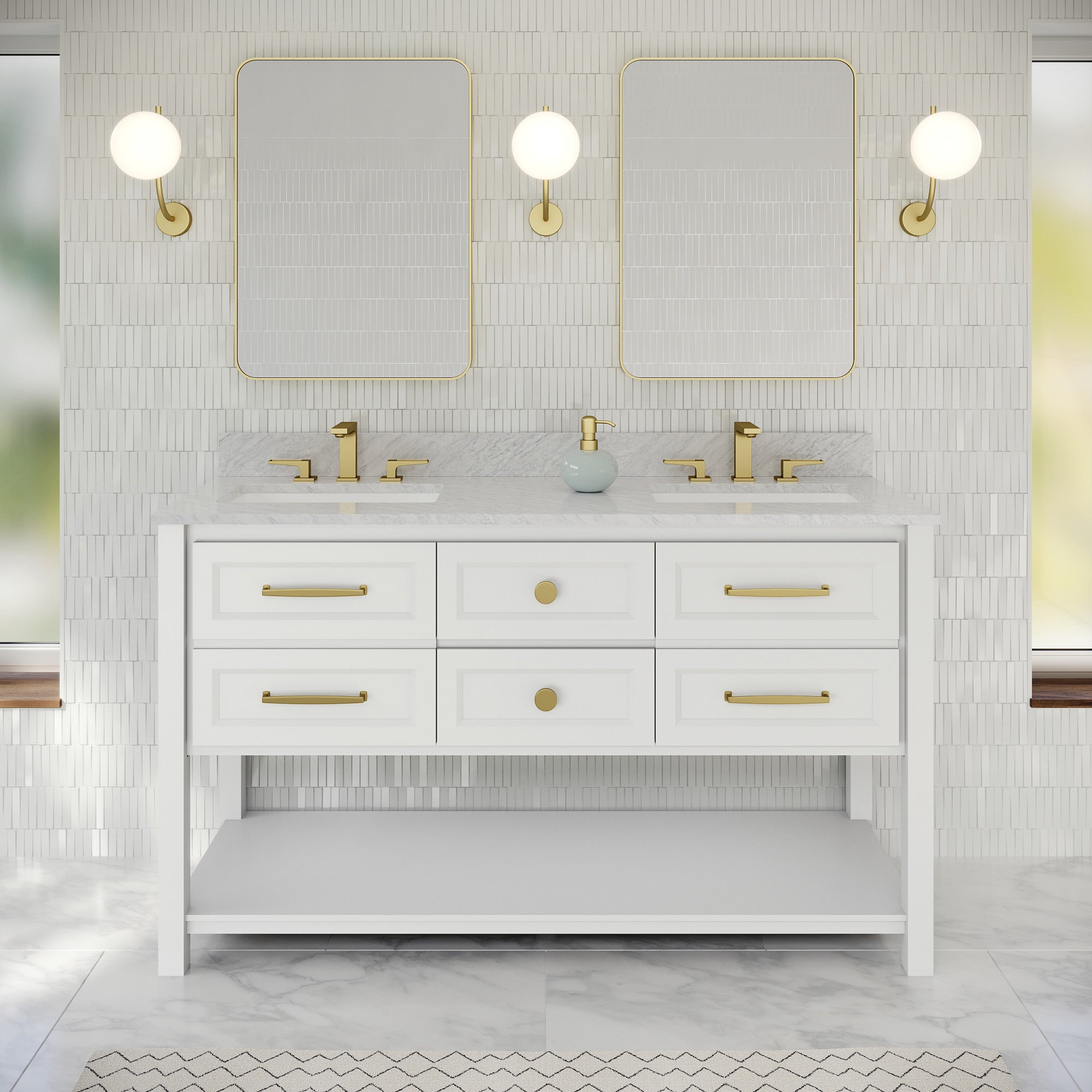 60" Kipling Vanity – Double Bowl – White