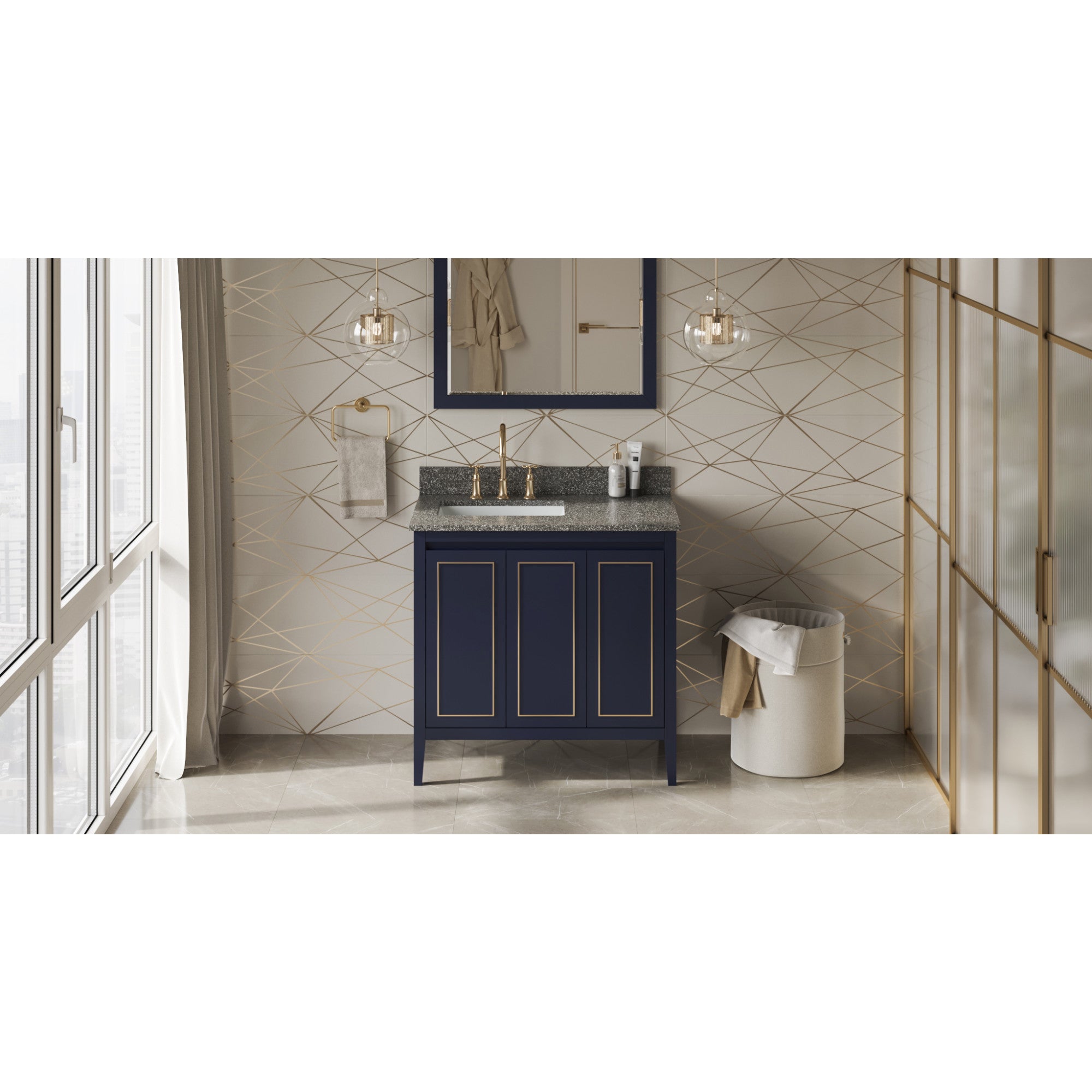 36" Percival Vanity – Left Offset – Hale Blue