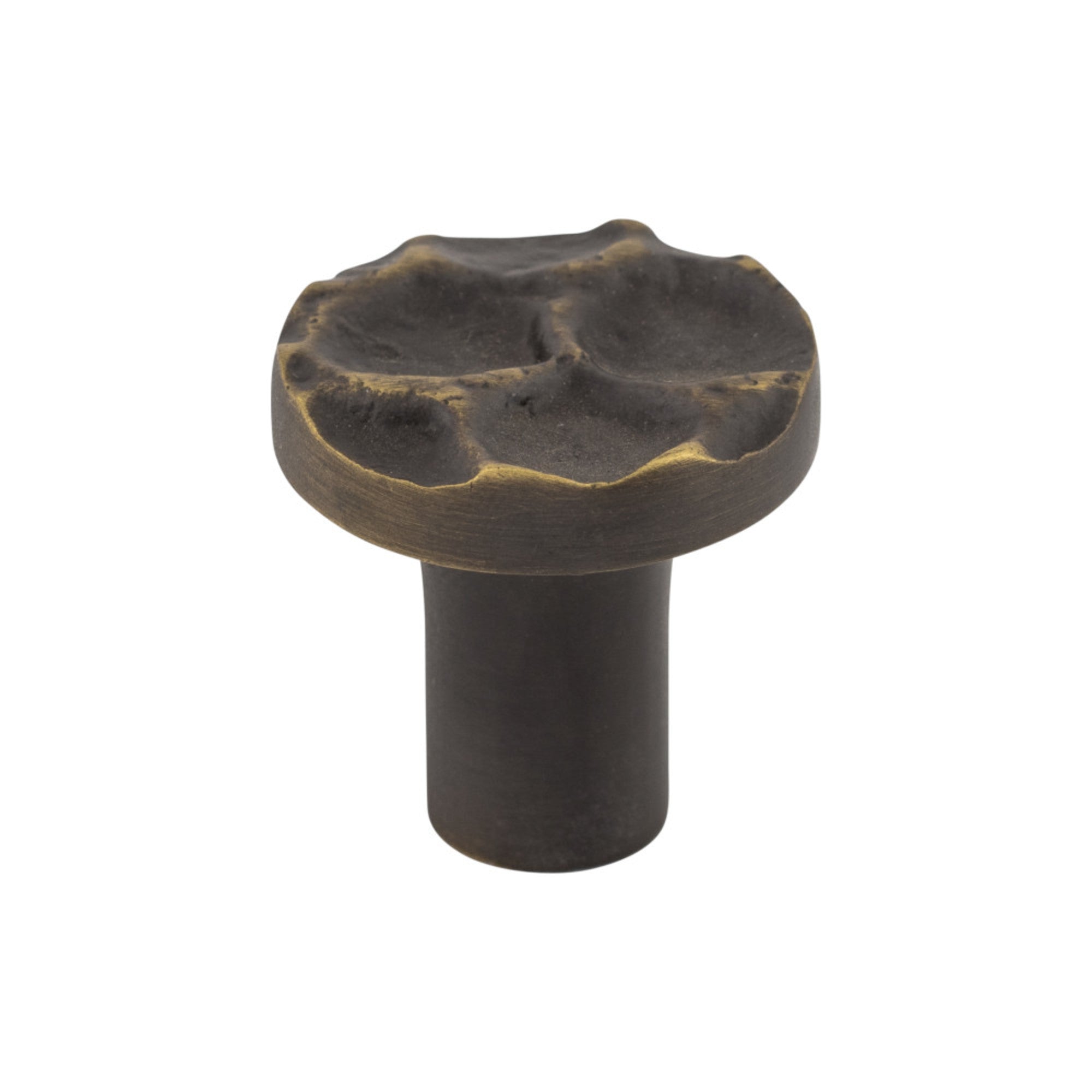 Cobblestone Round Knob - Brass Antique