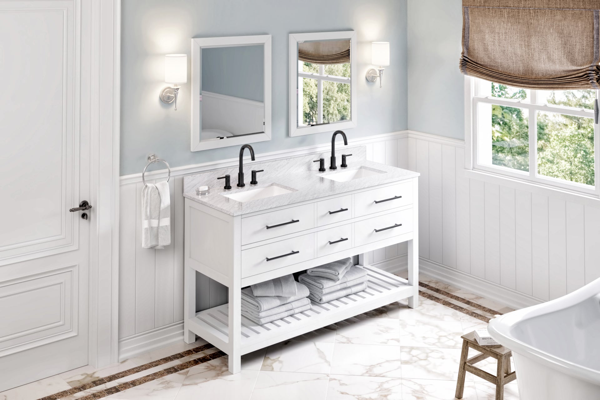 60" Wavecrest Vanity – Double Bowl – White
