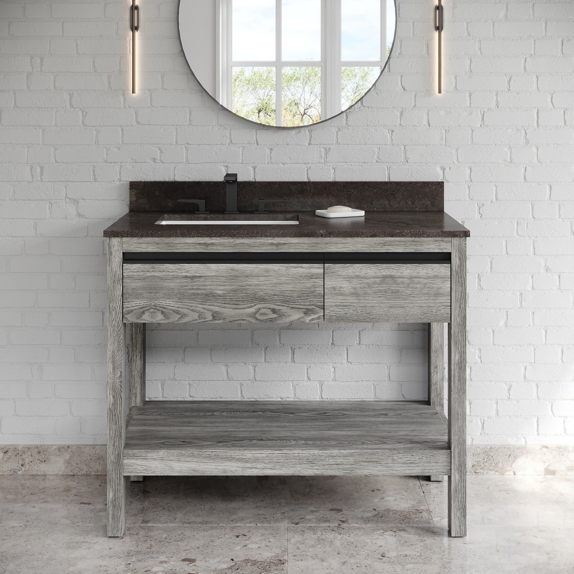 42" Jubilee Vanity – Left Offset – Weathered Grey