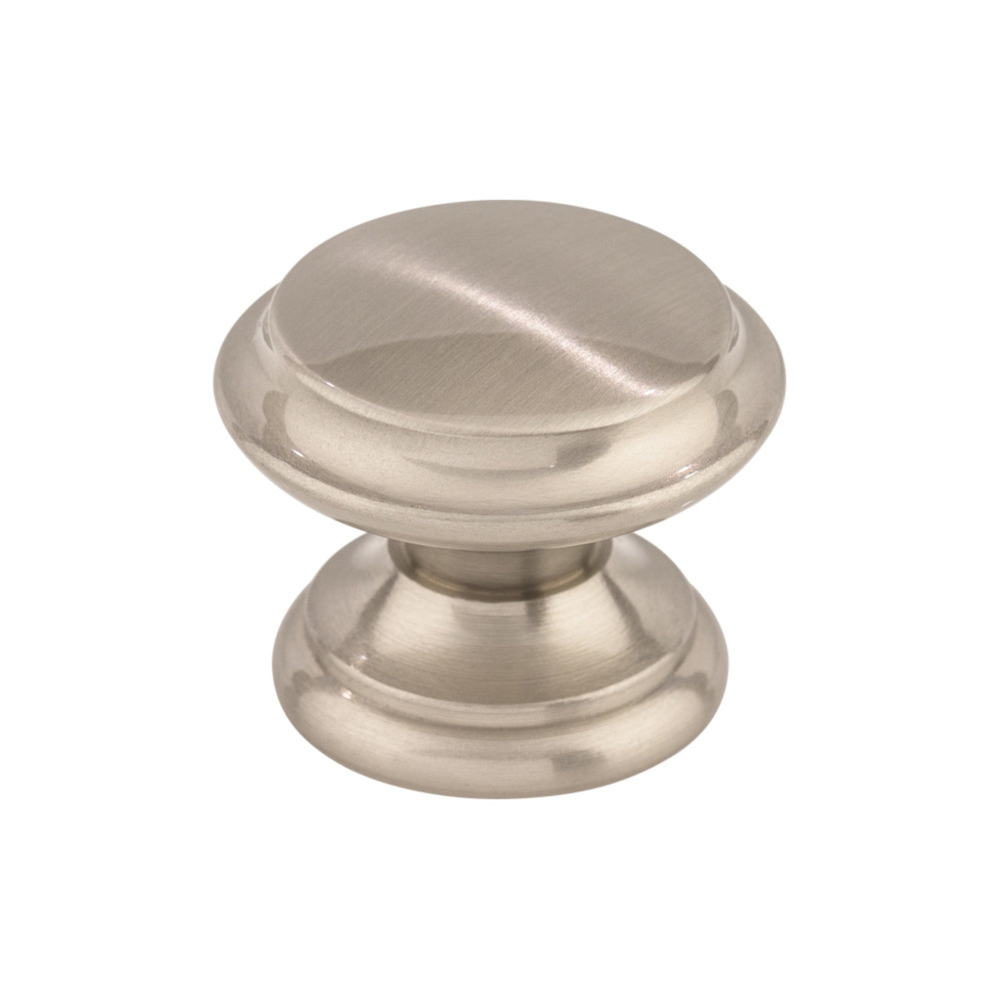 Flat Top 1 3/8" Diameter Round Knob - Brushed Satin Nickel