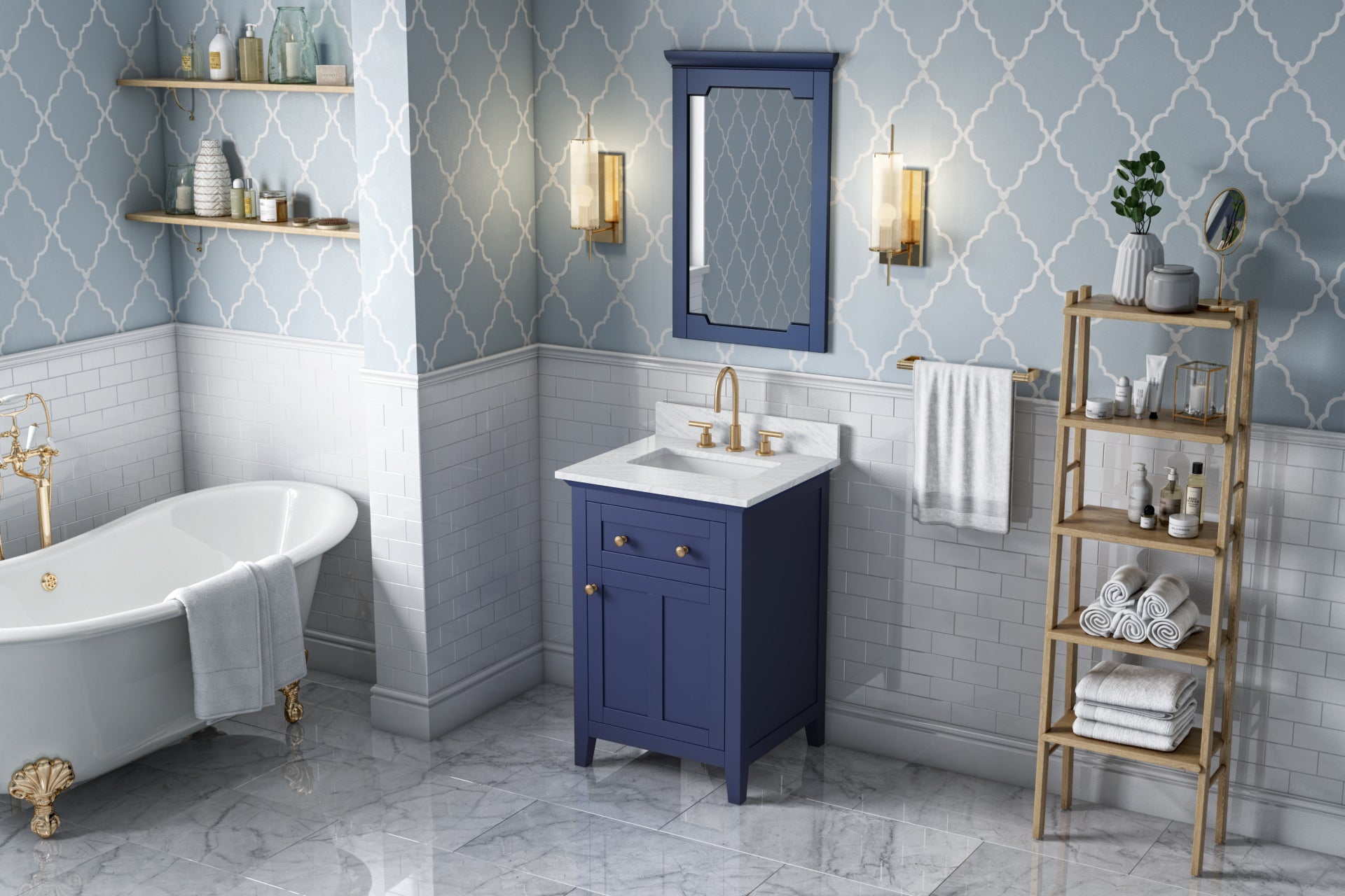 22" W x 1-1/2" D x 34" H Hale Blue Chatham mirror