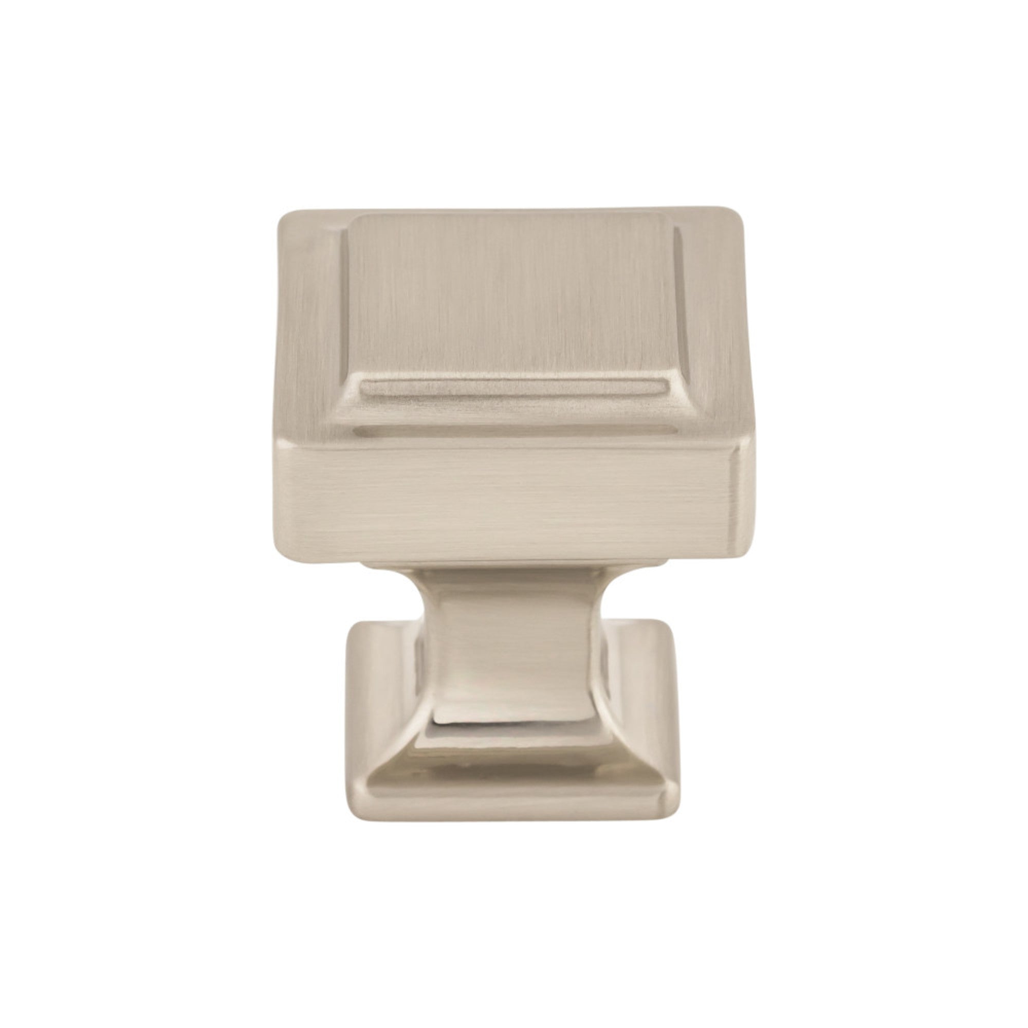 Ascendra 1 1/8" Length Square Knob - Brushed Satin Nickel