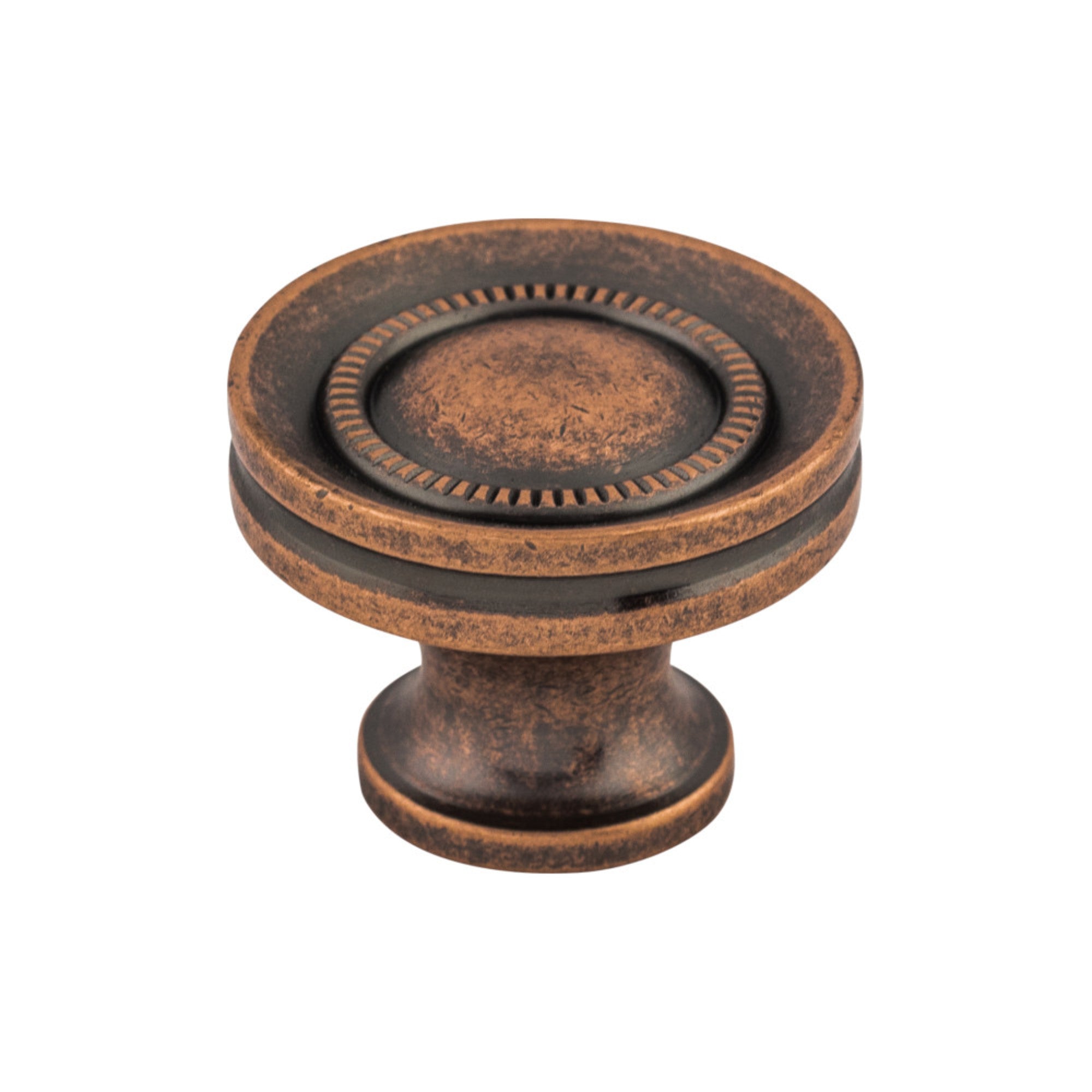 Button Faced Round Knob - Antique Copper