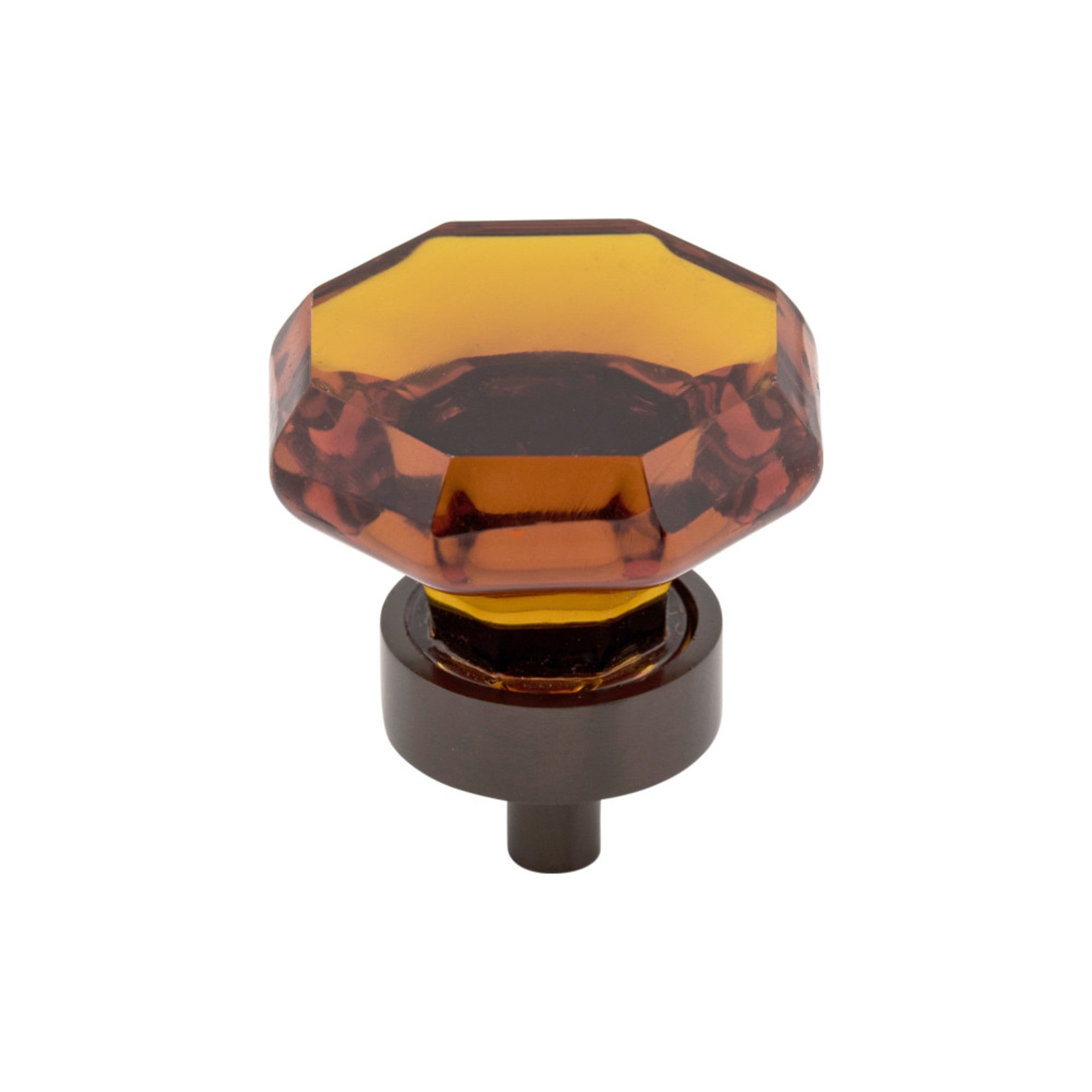 Wine Octagon Crystal 1 3/8" Diameter Round Knob - Oil Rubbed Bronze
