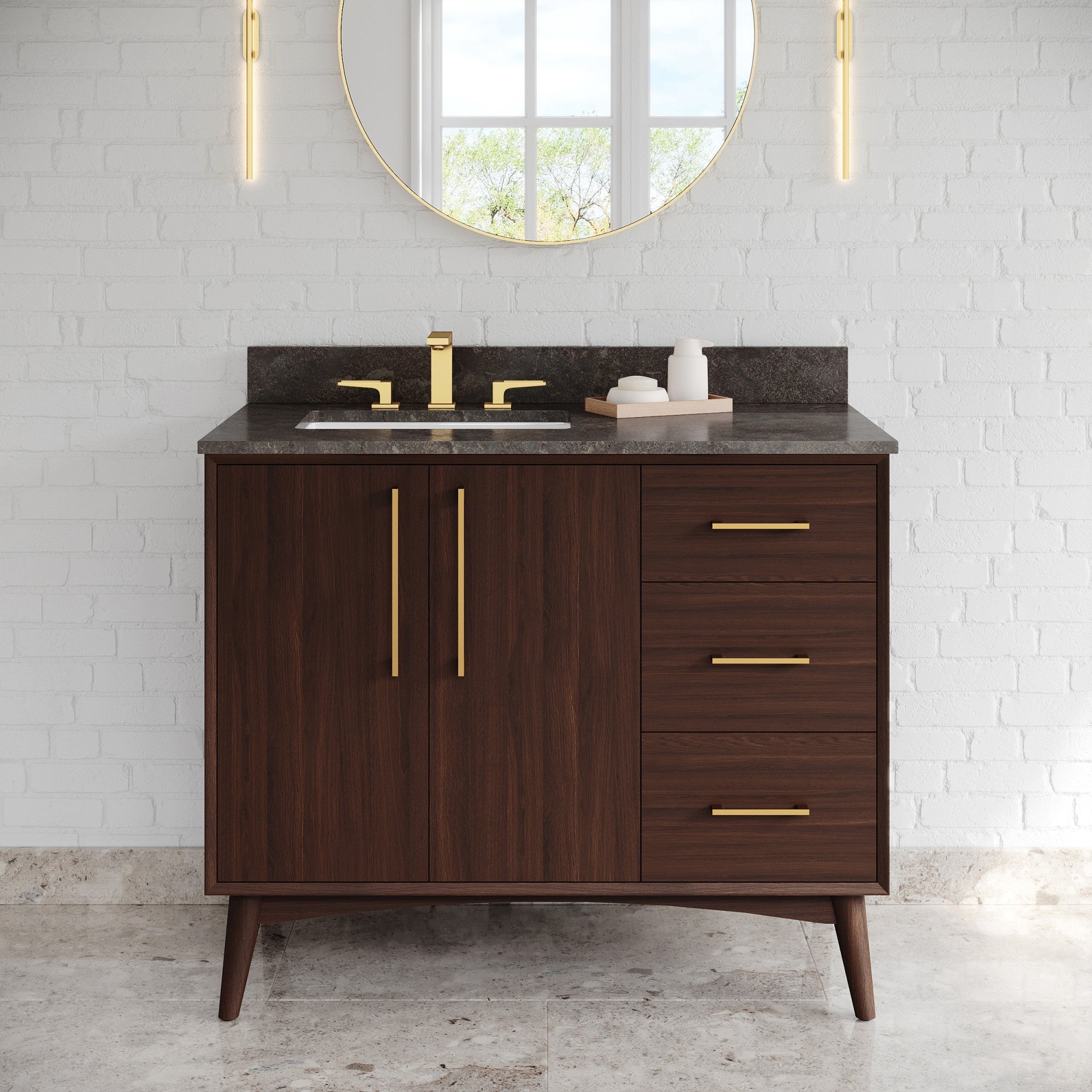 42" Dashwood Vanity – Left Offset – Dark Walnut