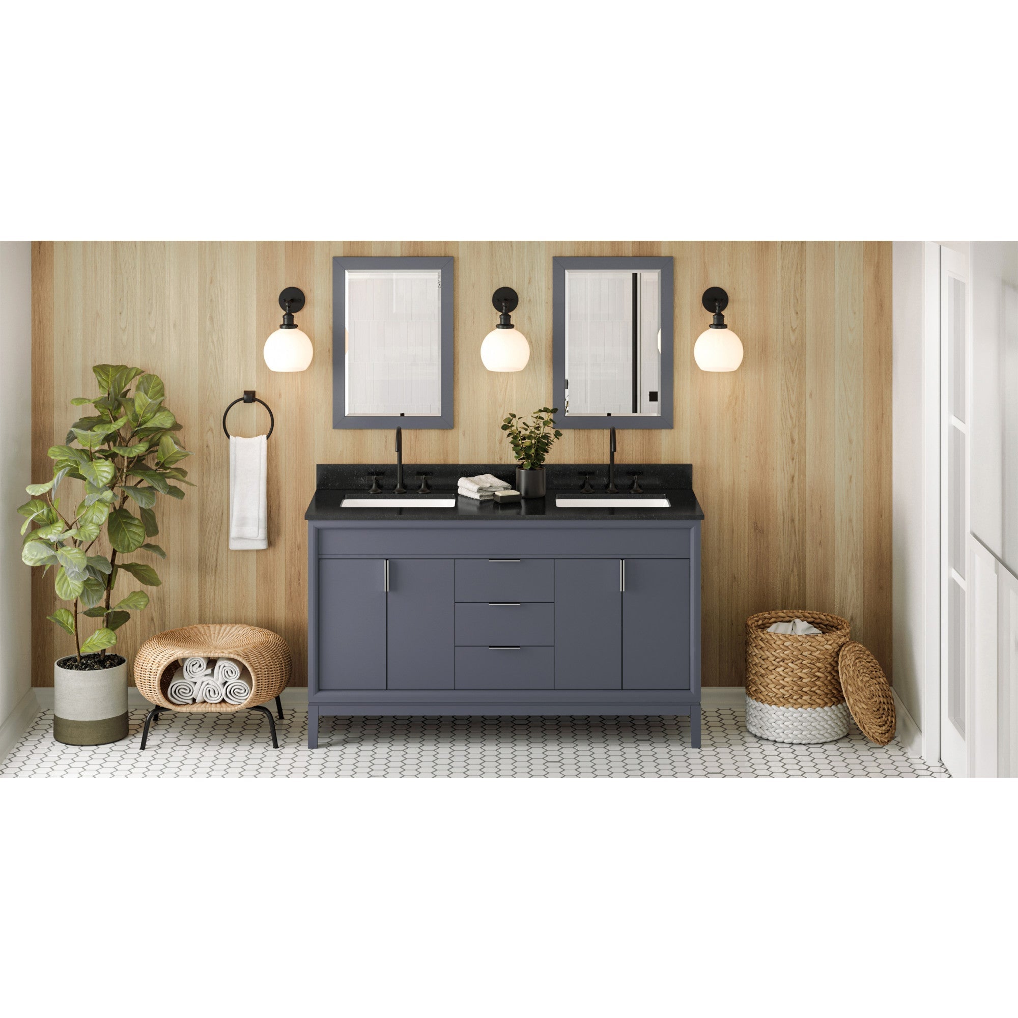 60" Theodora Vanity – Double Bowl – Blue Steel
