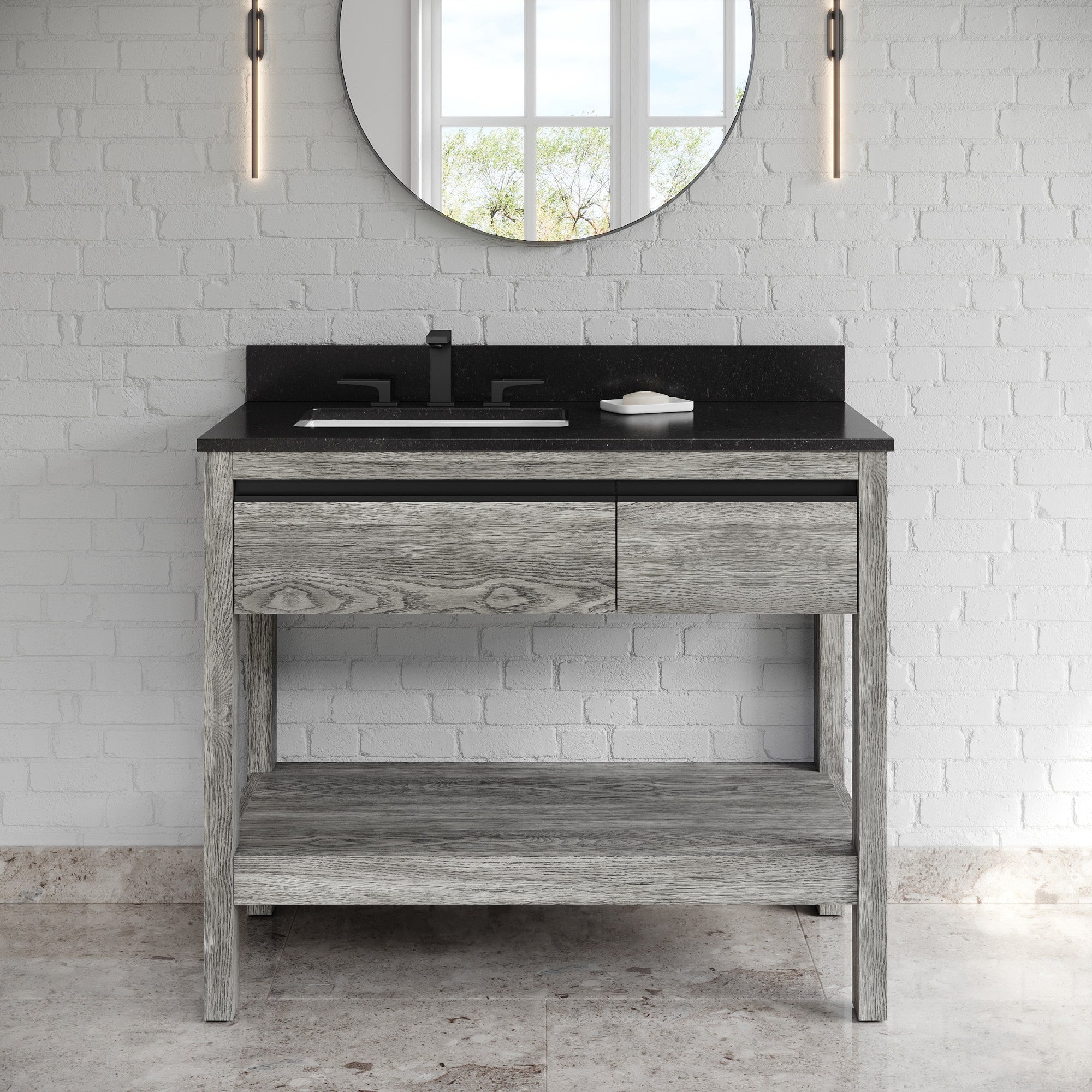 42" Jubilee Vanity – Left Offset – Weathered Grey