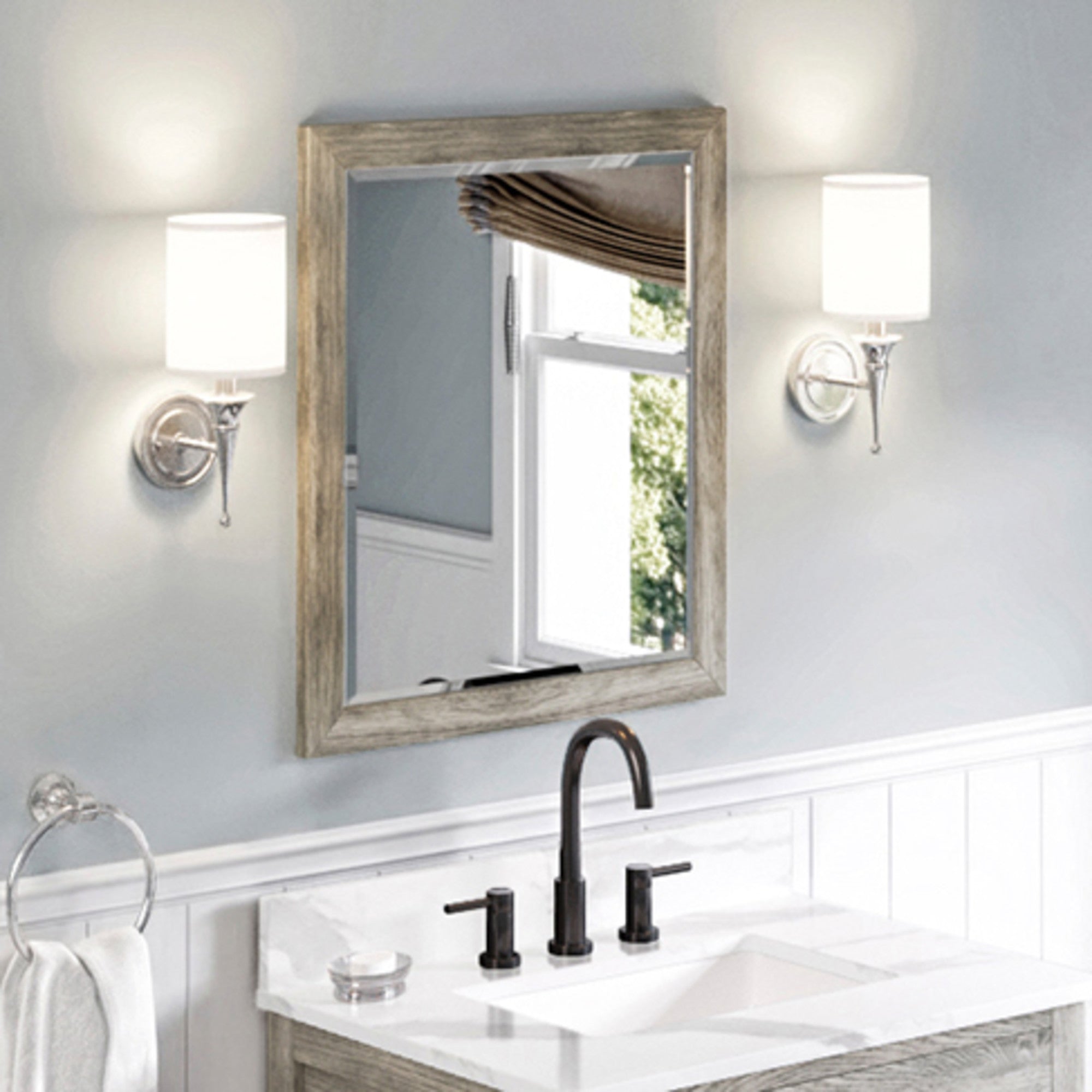 26 W x 1" D x 28" H Weathered Grey Cade mirror