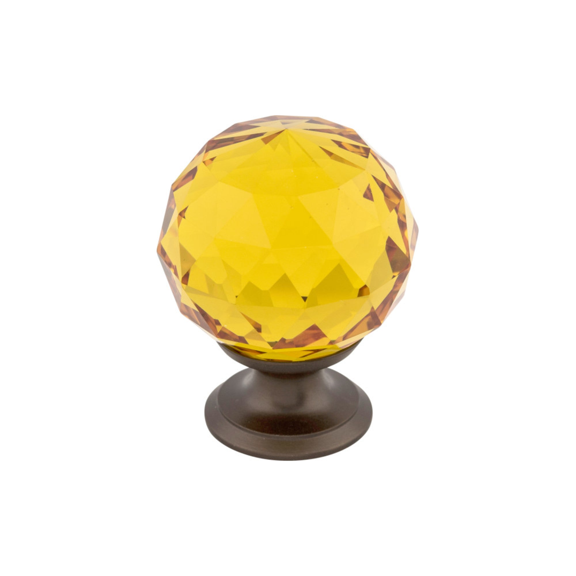 Amber Crystal 1 3/8" Diameter Round Knob - Oil Rubbed Bronze
