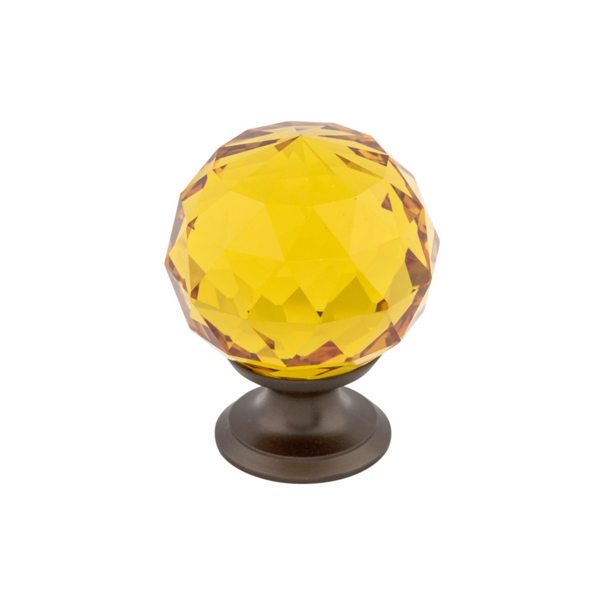 Amber Crystal Round Knob - Oil Rubbed Bronze