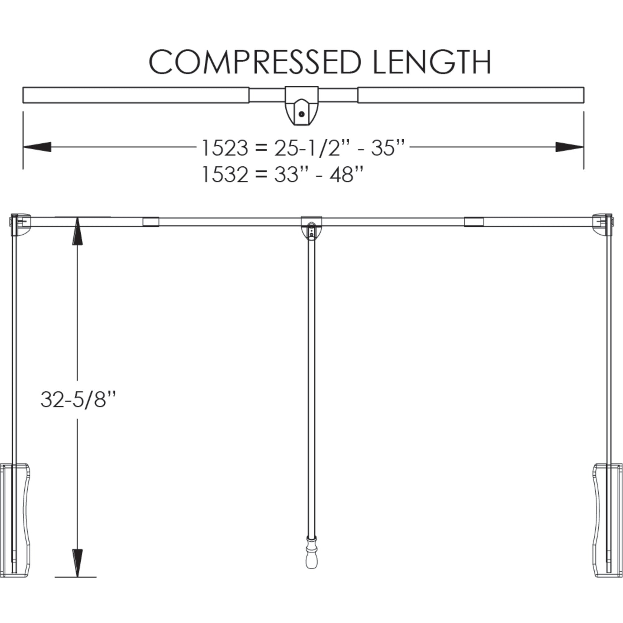 Black Soft-close Expandable Wardrobe Lift for 25-1/2" - 35" Openings