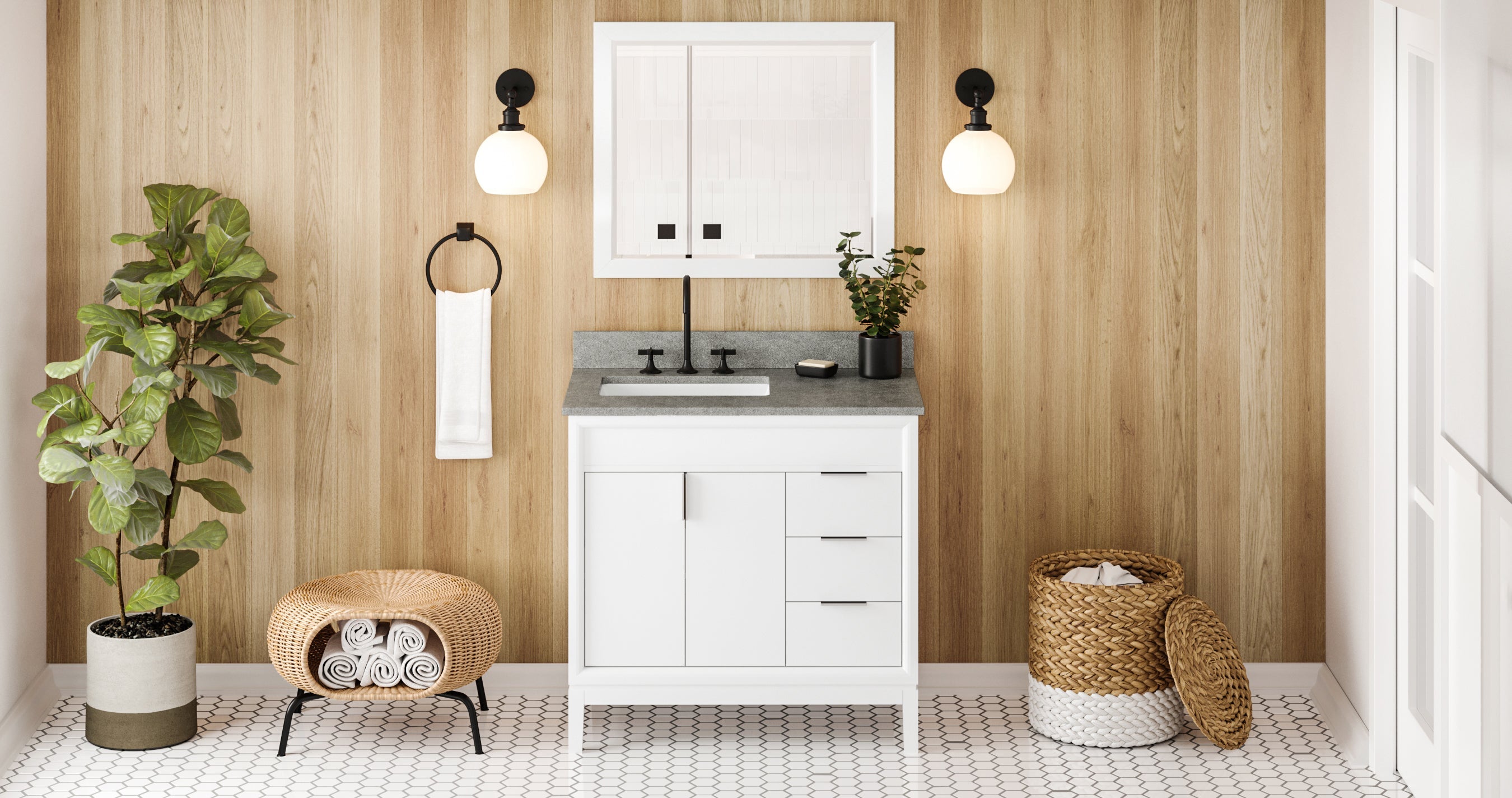 36" Theodora Vanity – Left Offset – White