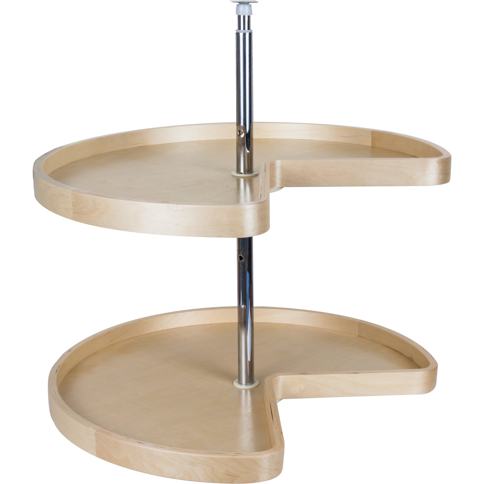 28" Kidney Two-Shelf Banded Wood Lazy Susan Set