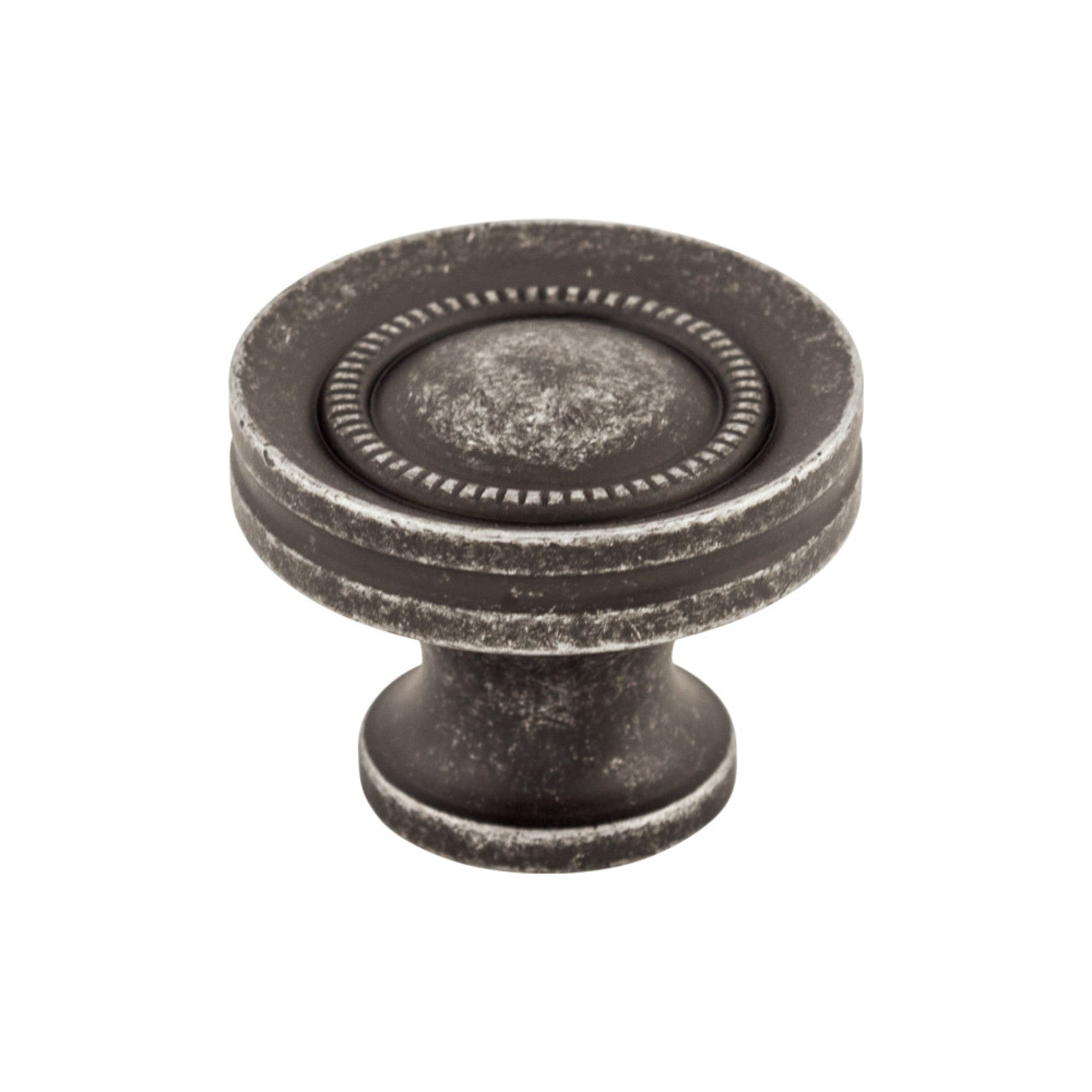Button Faced 1 1/4" Diameter Round Knob - Black Iron