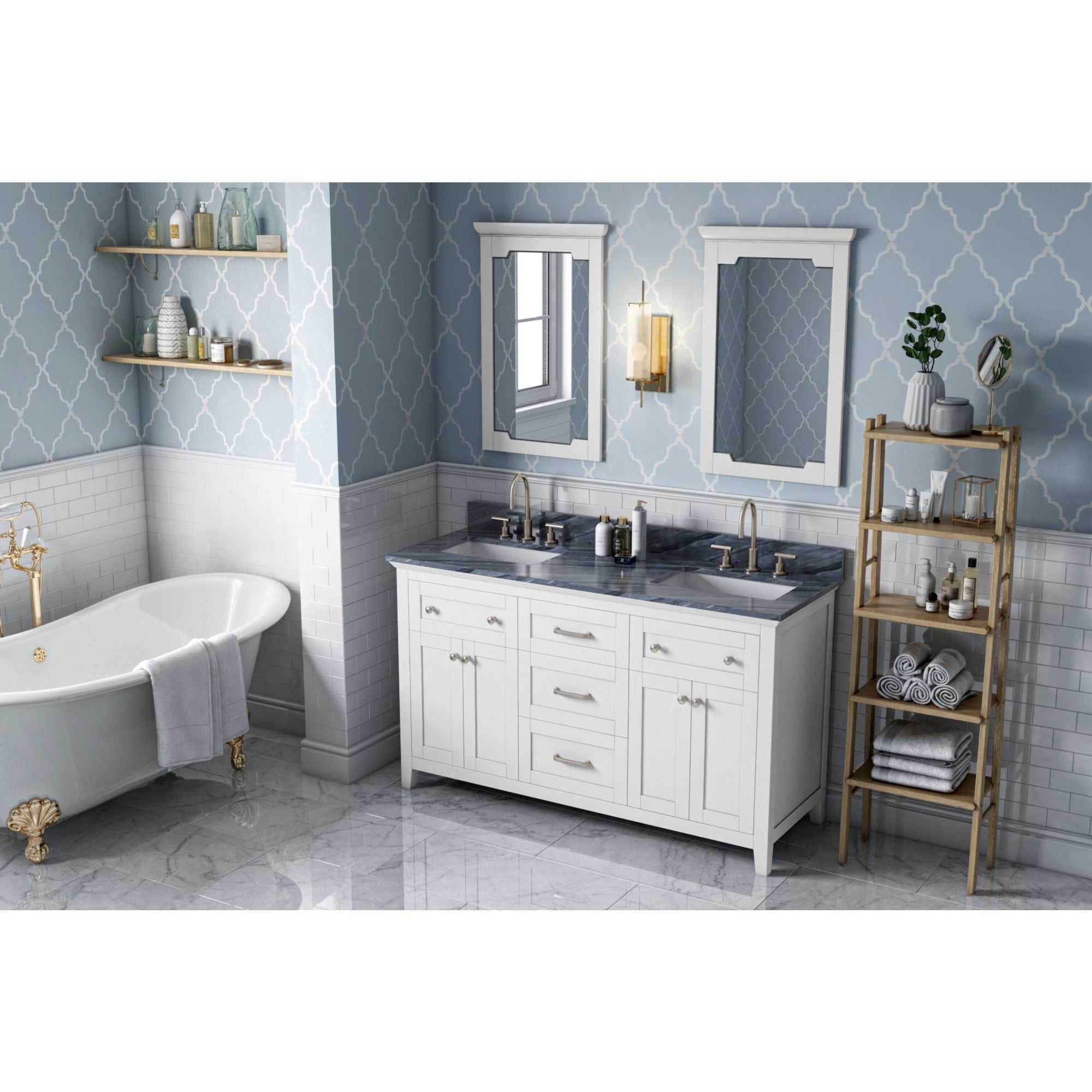 60" Chatham Vanity – Double Bowl – White