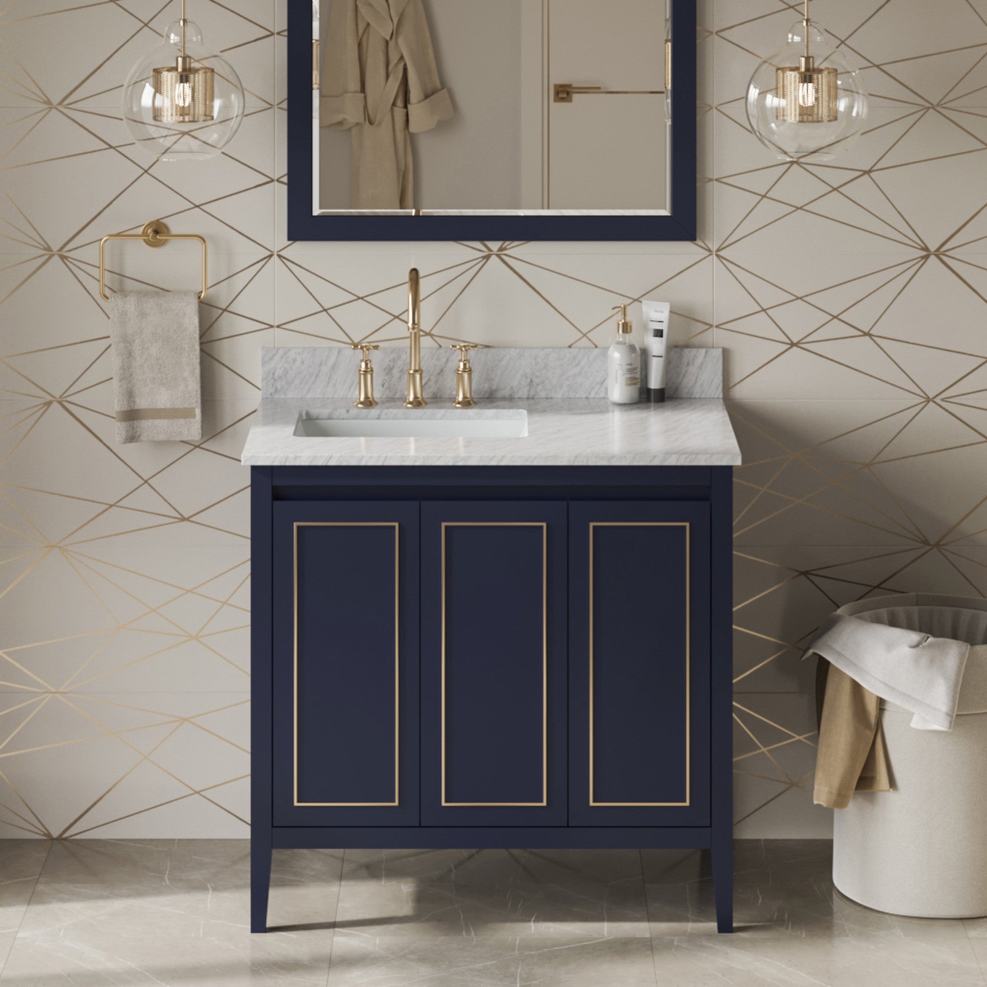 36" Percival Vanity – Left Offset – Hale Blue