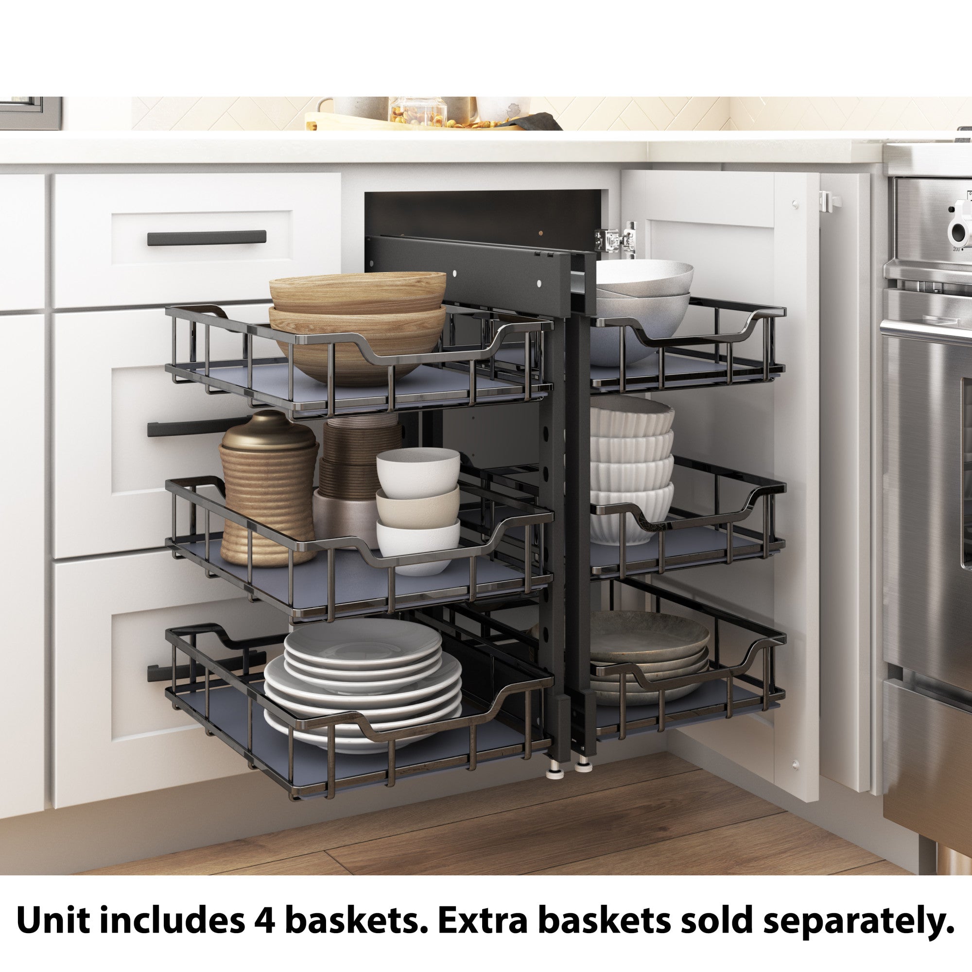 18" Black Nickel STORAGE WITH STYLE® Full-Height Blind Corner Organizer