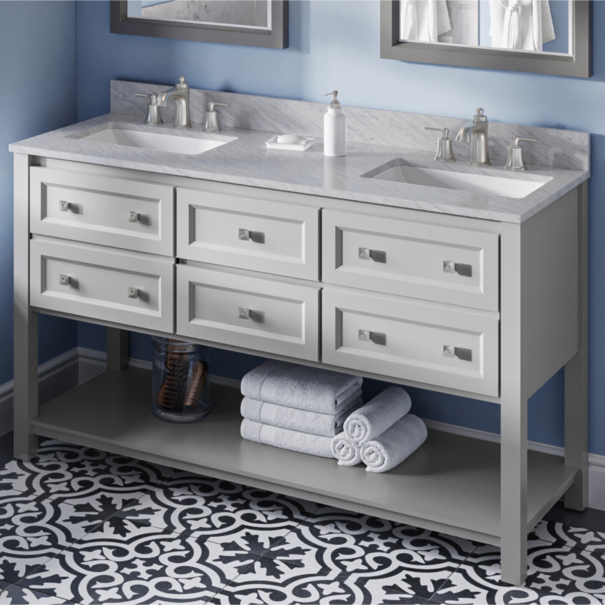 60" Adler Vanity – Double Bowl – Grey