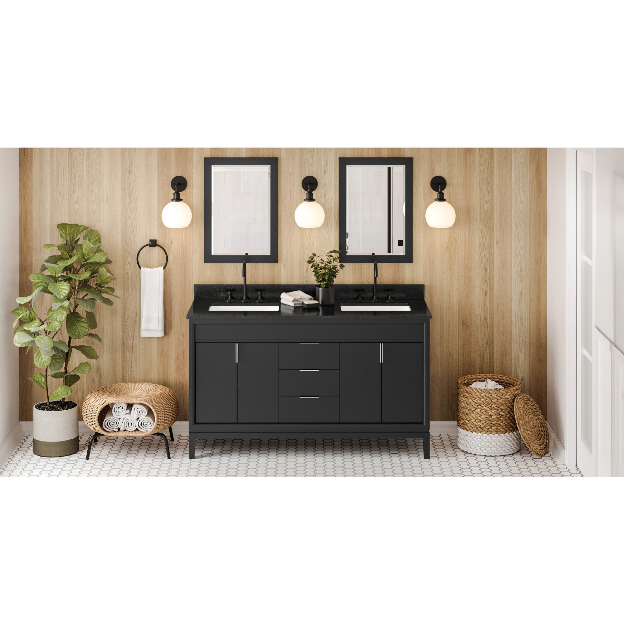 60" Theodora Vanity – Double Bowl – Black