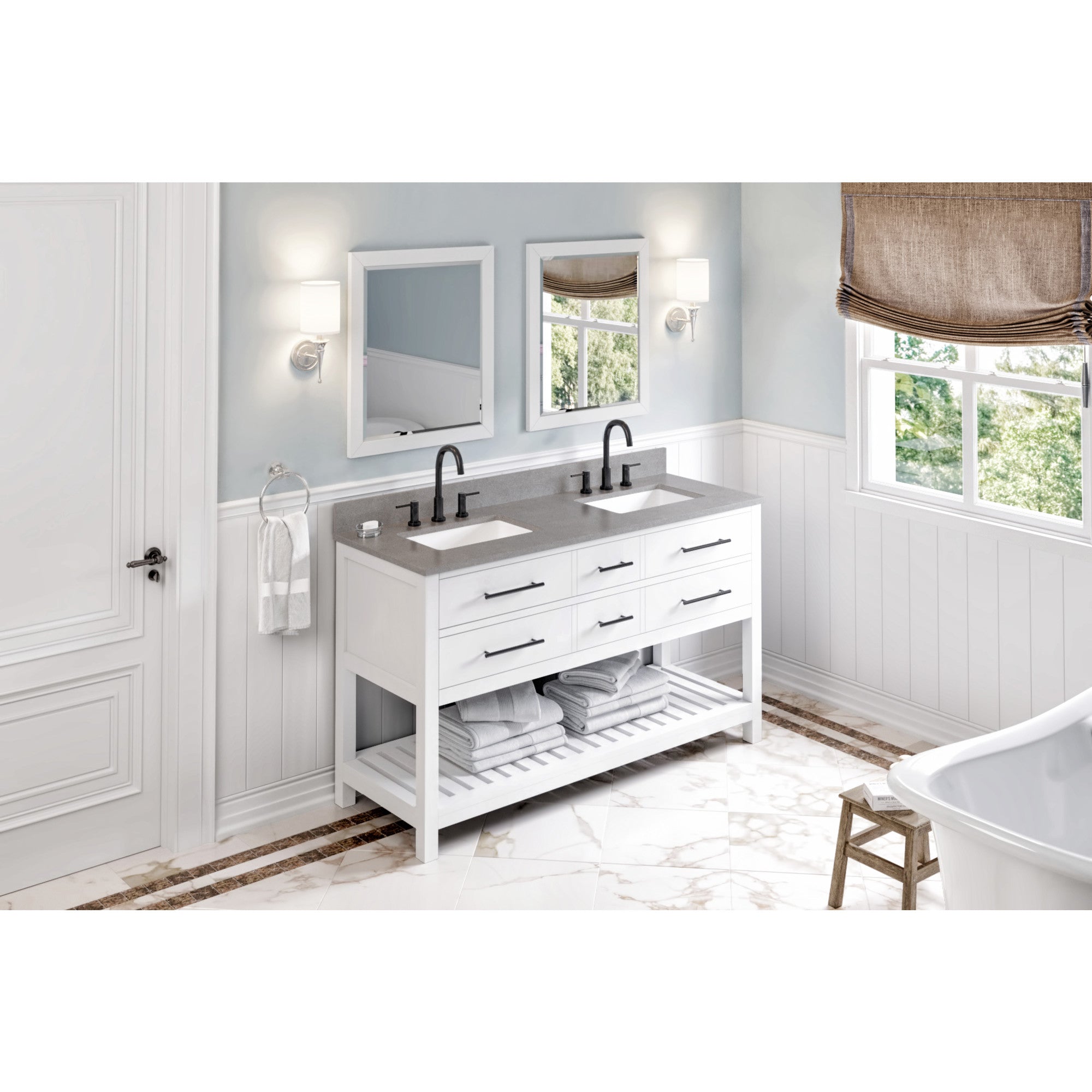 60" Wavecrest Vanity – Double Bowl – White