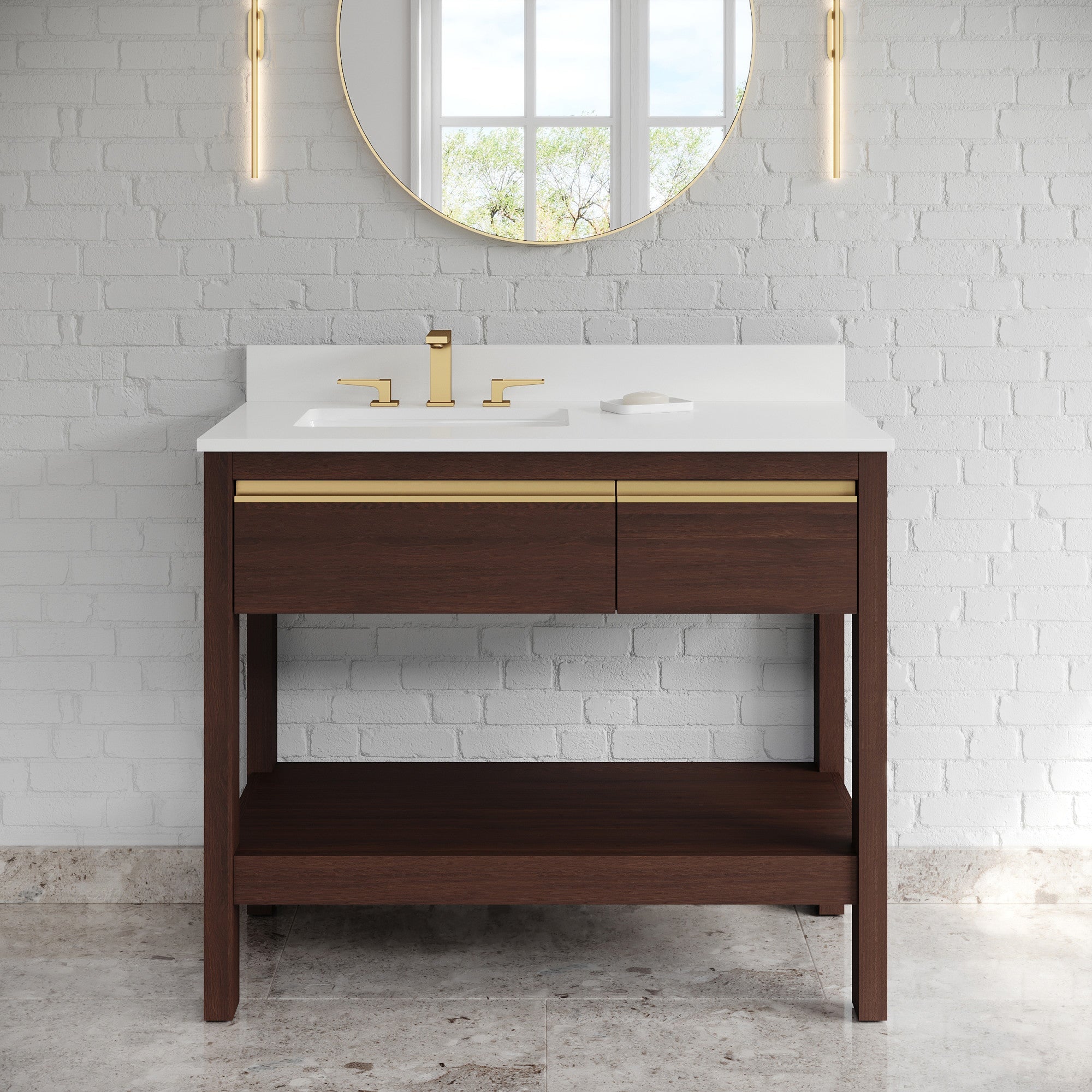42" Jubilee Vanity – Left Offset – Dark Walnut