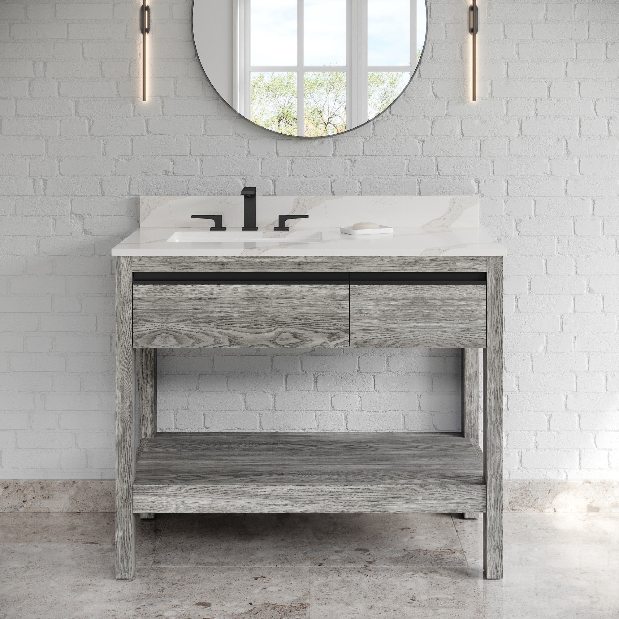 42" Jubilee Vanity – Left Offset – Weathered Grey