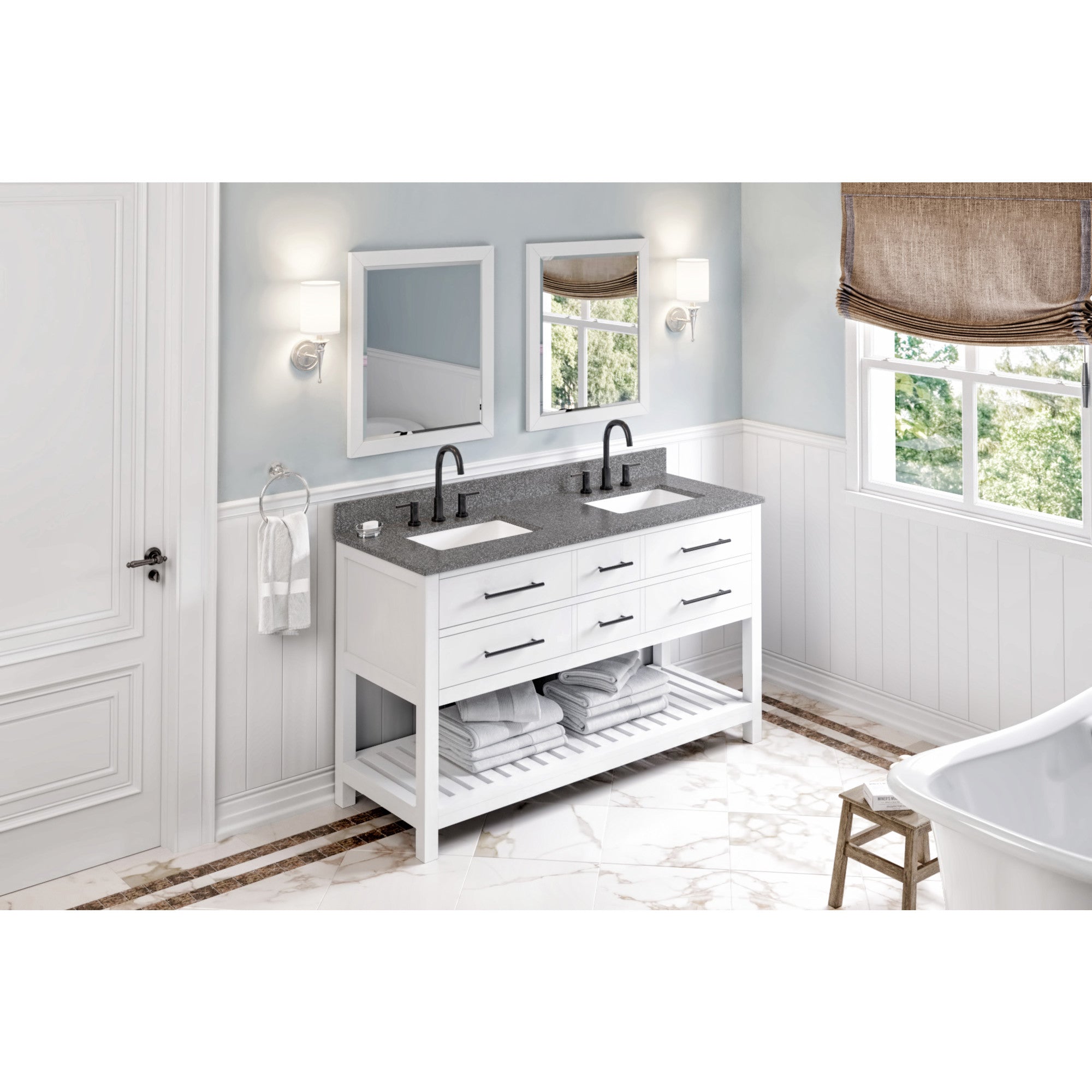 60" Wavecrest Vanity – Double Bowl – White