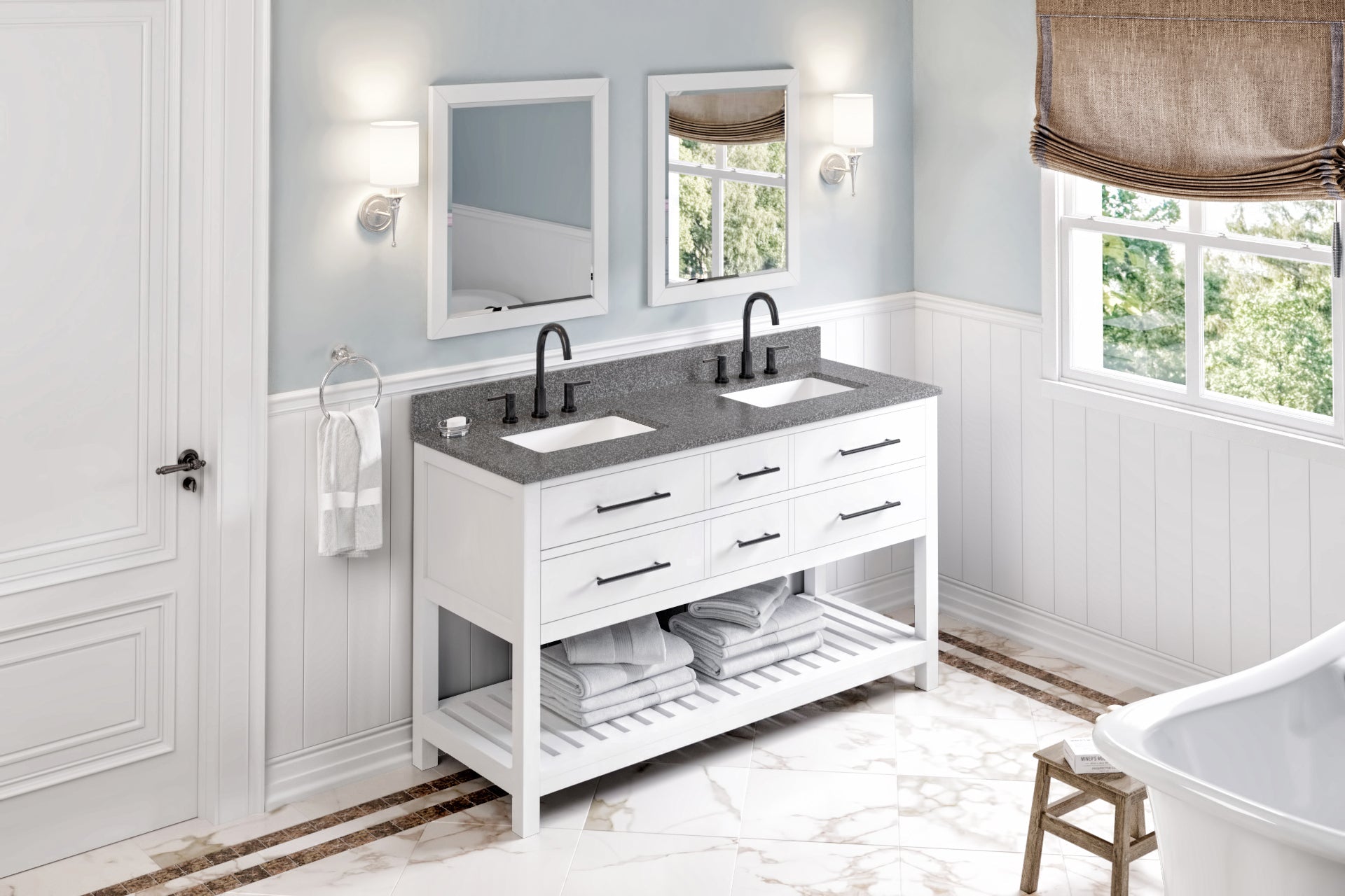 60" Wavecrest Vanity – Double Bowl – White