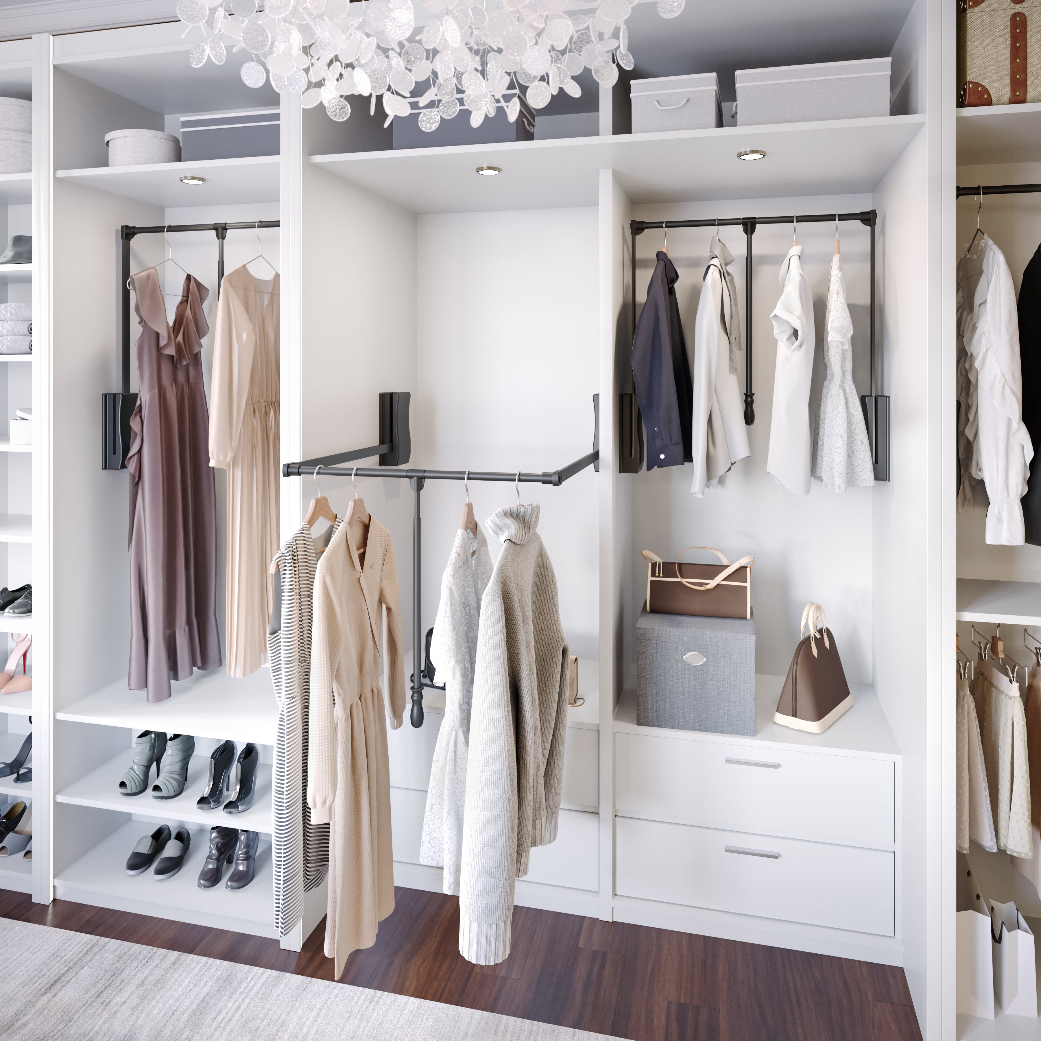 Black Expandable Wardrobe Lift for 33" - 48" Openings