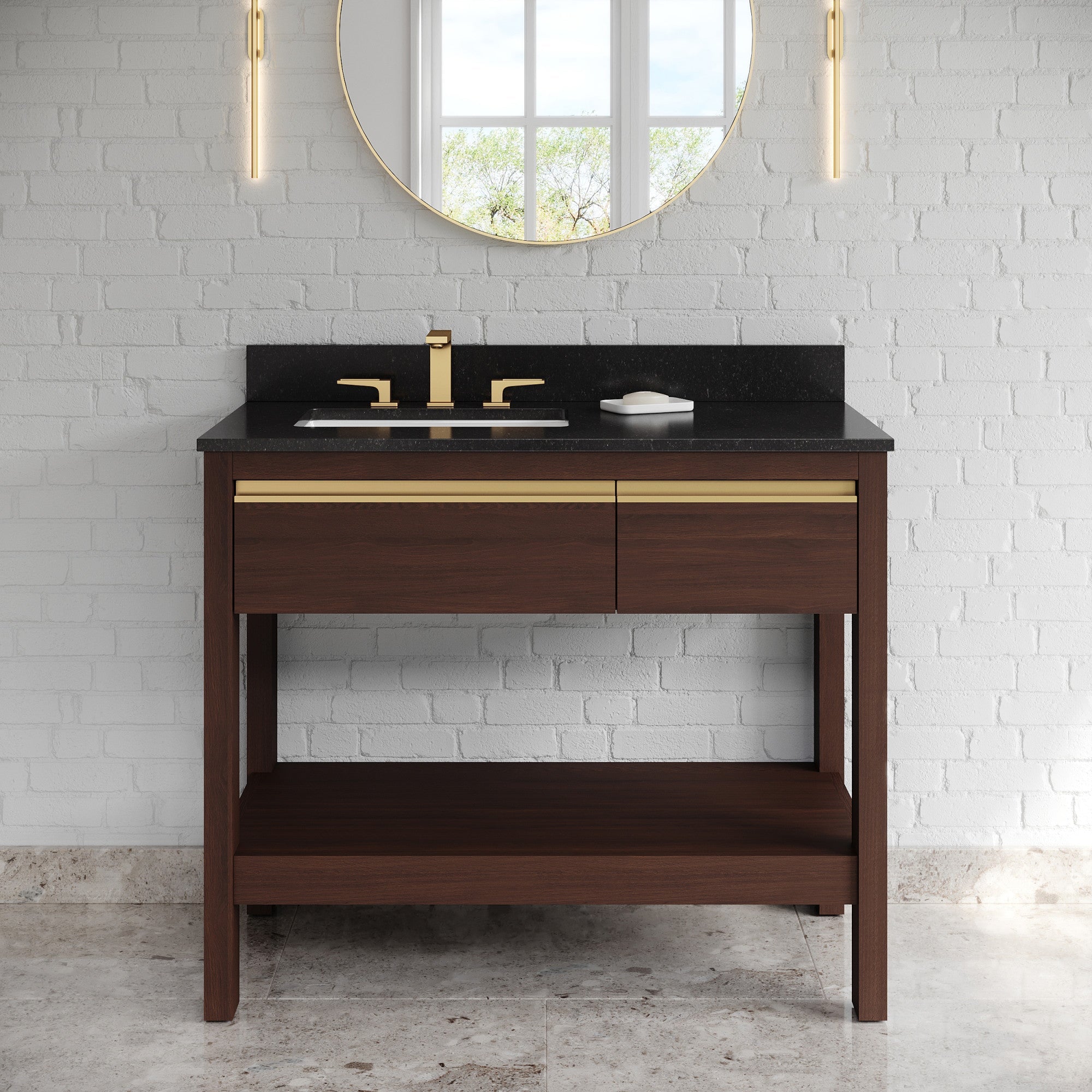 42" Jubilee Vanity – Left Offset – Dark Walnut