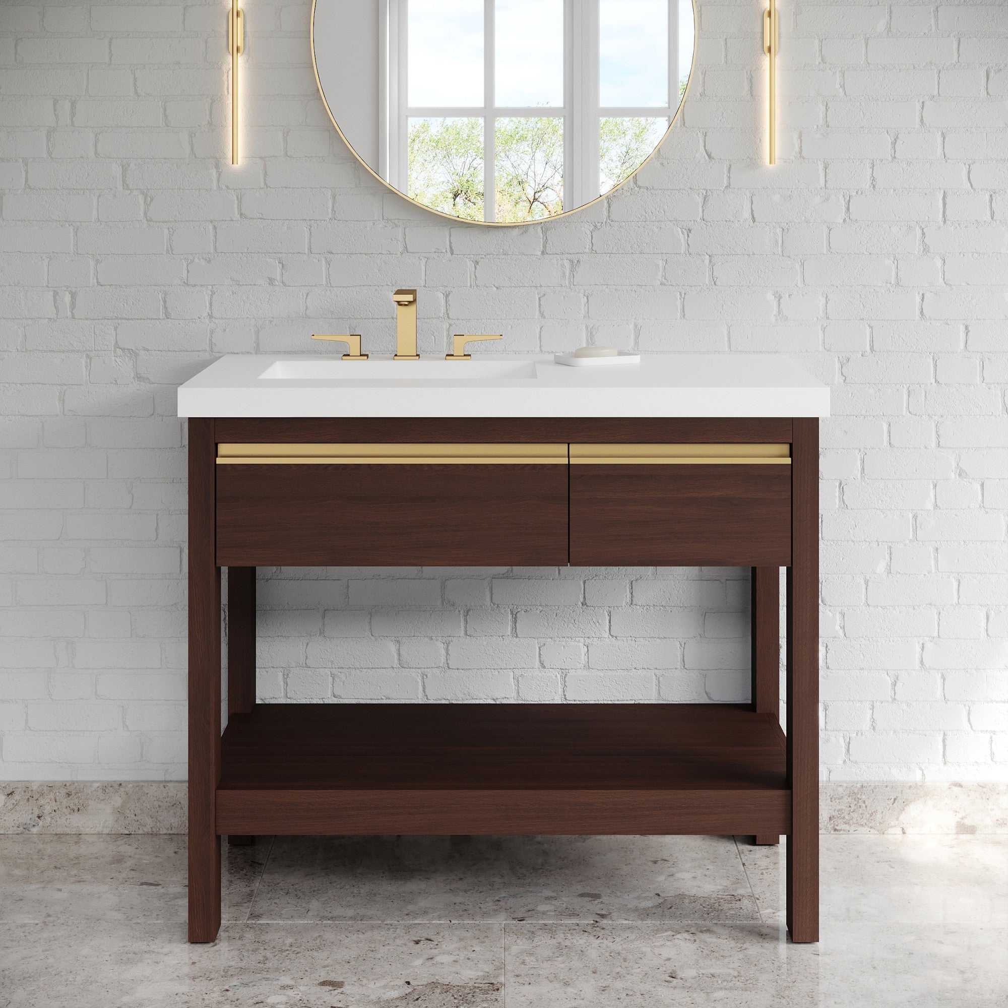 42" Jubilee Vanity – Left Offset – Dark Walnut