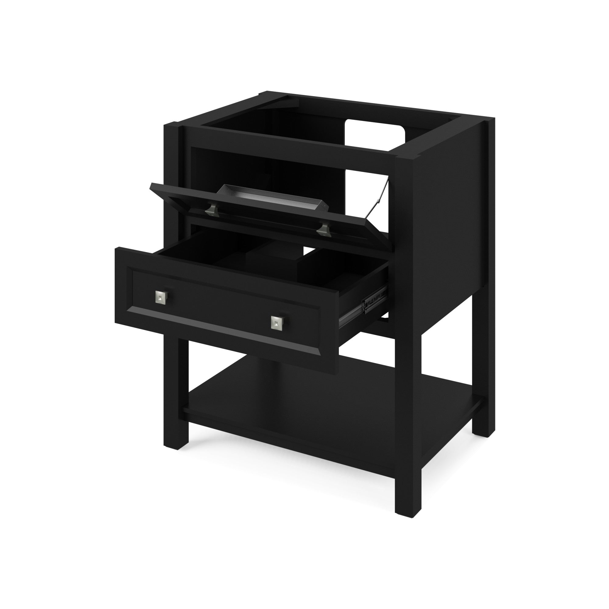 30" Grey Adler Vanity, Black Granite Vanity Top, undermount rectangle bowl