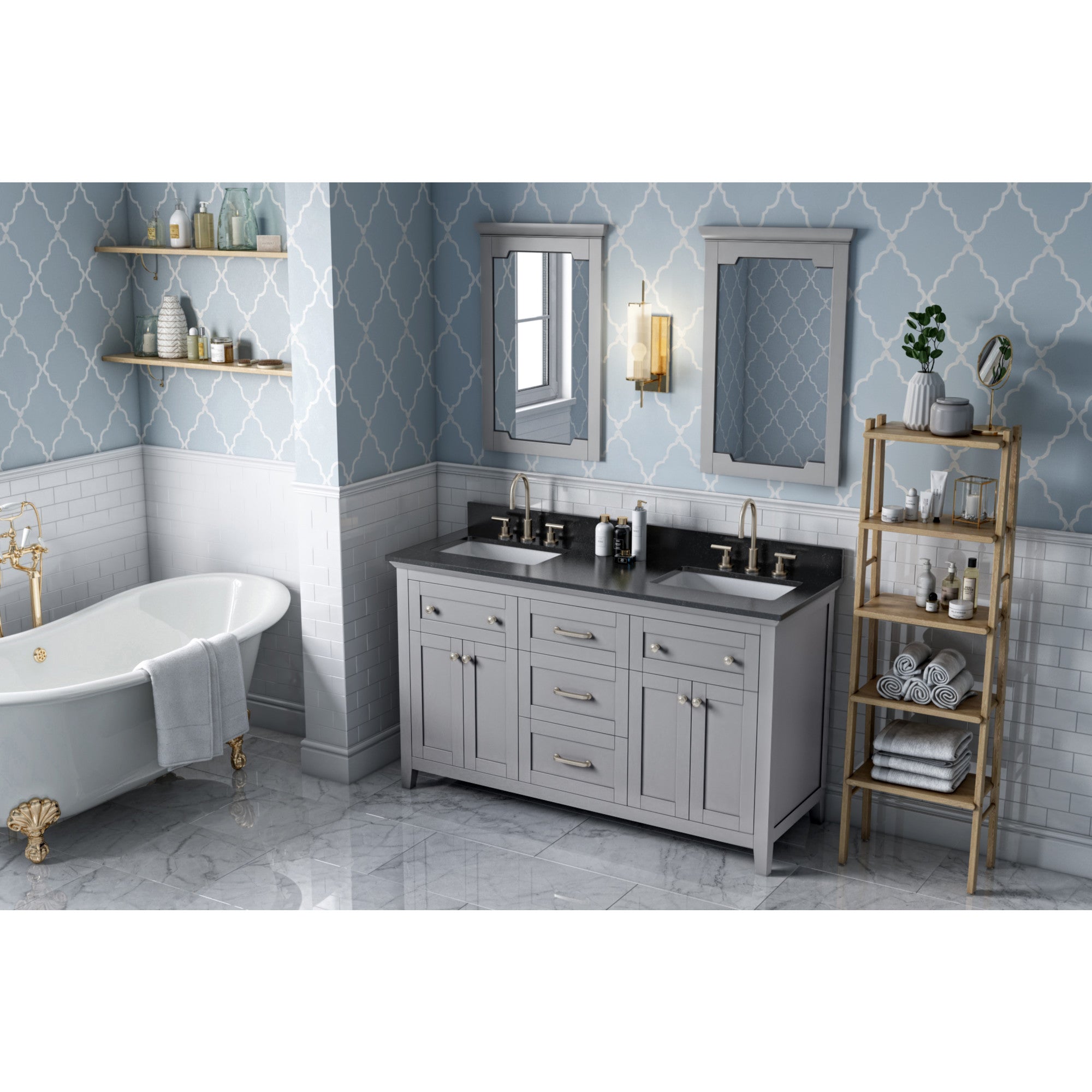 60" Chatham Vanity – Double Bowl – Grey