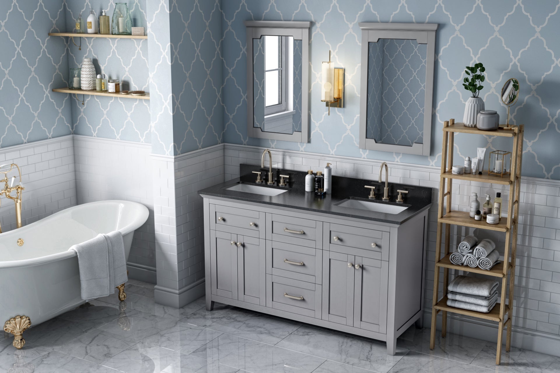 60" Chatham Vanity – Double Bowl – Grey