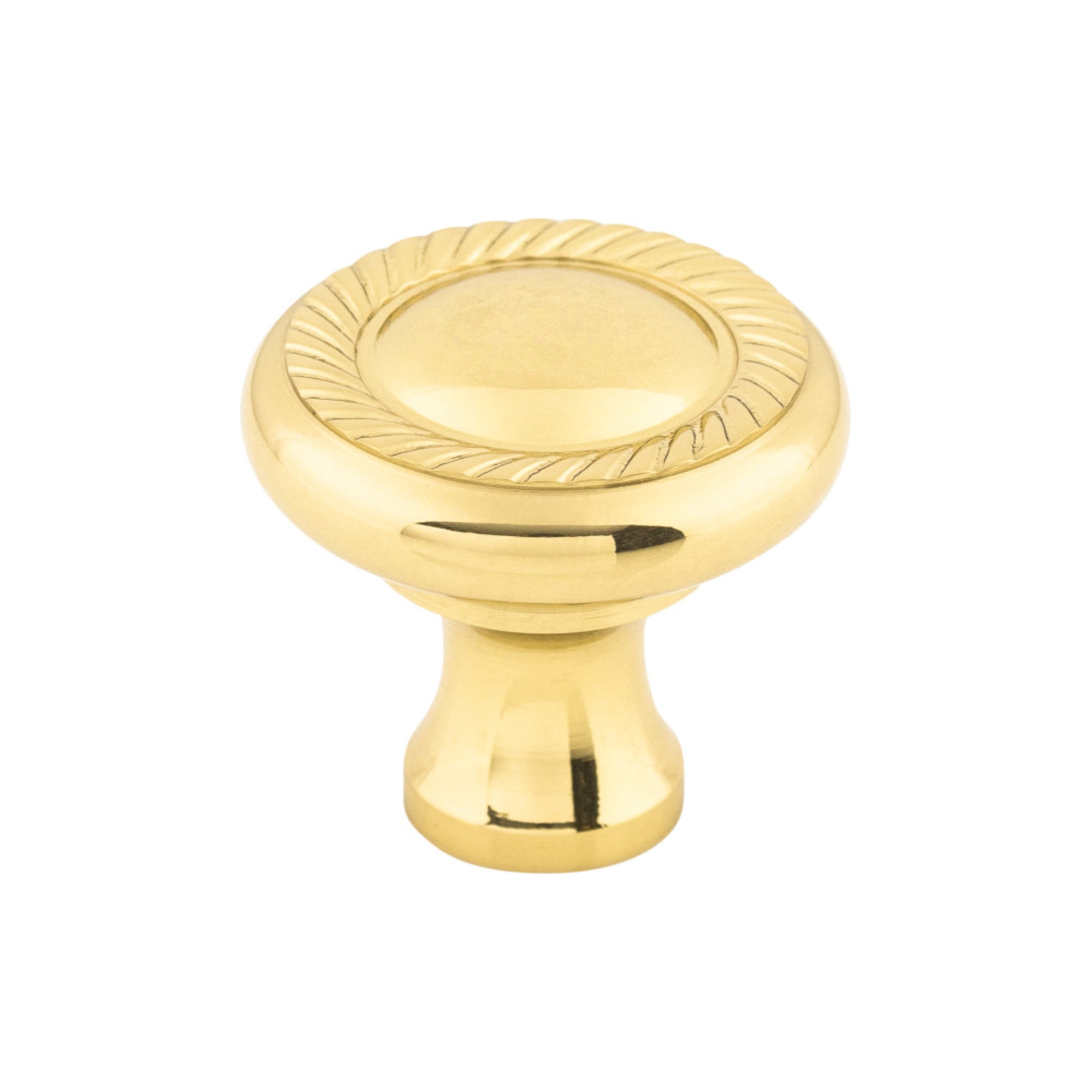 Swirl Cut Round Knob - Polished Brass